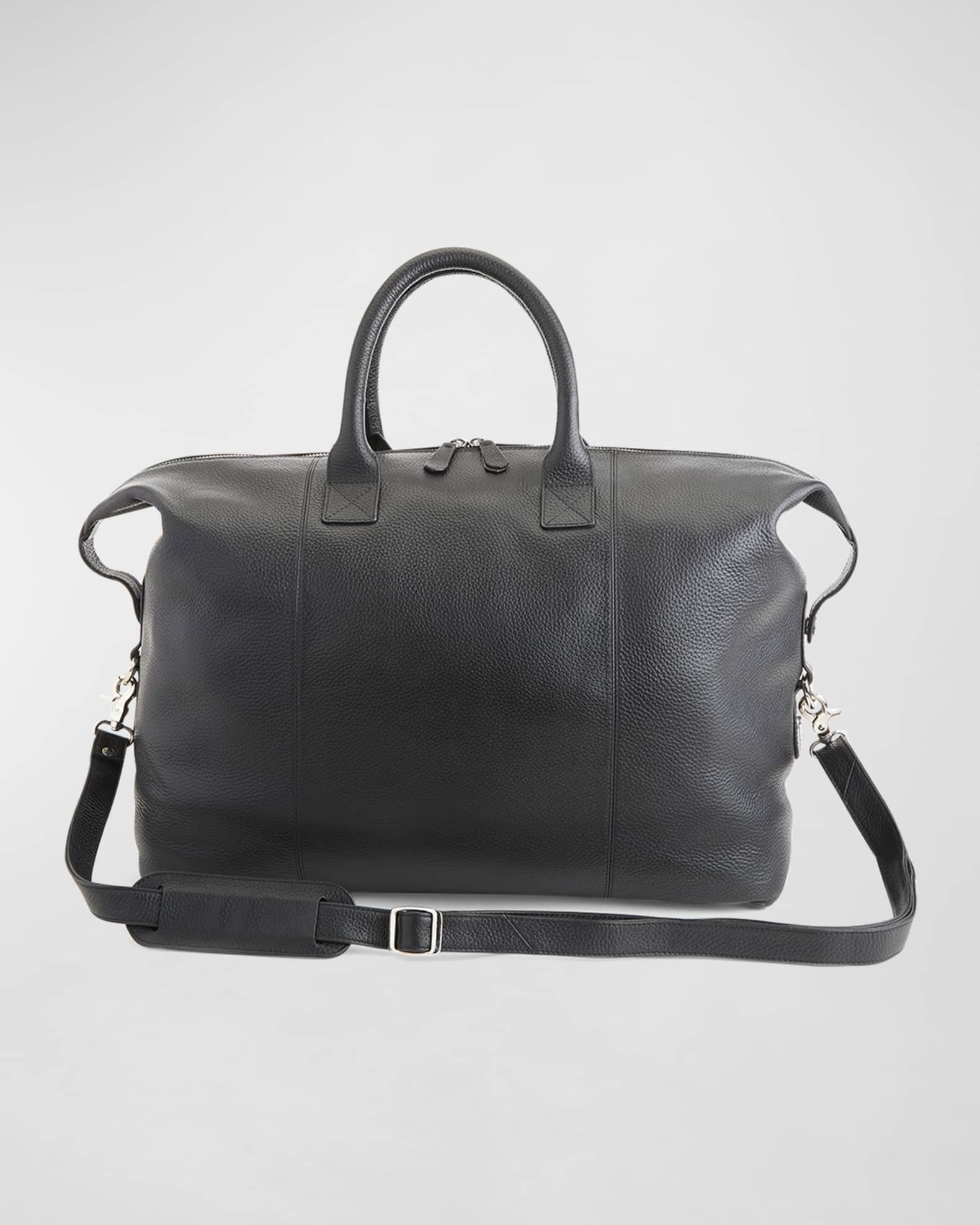 ROYCE New York Monogrammed Leather Duffel Bag with Suitcase Handle Strap Neiman Marcus