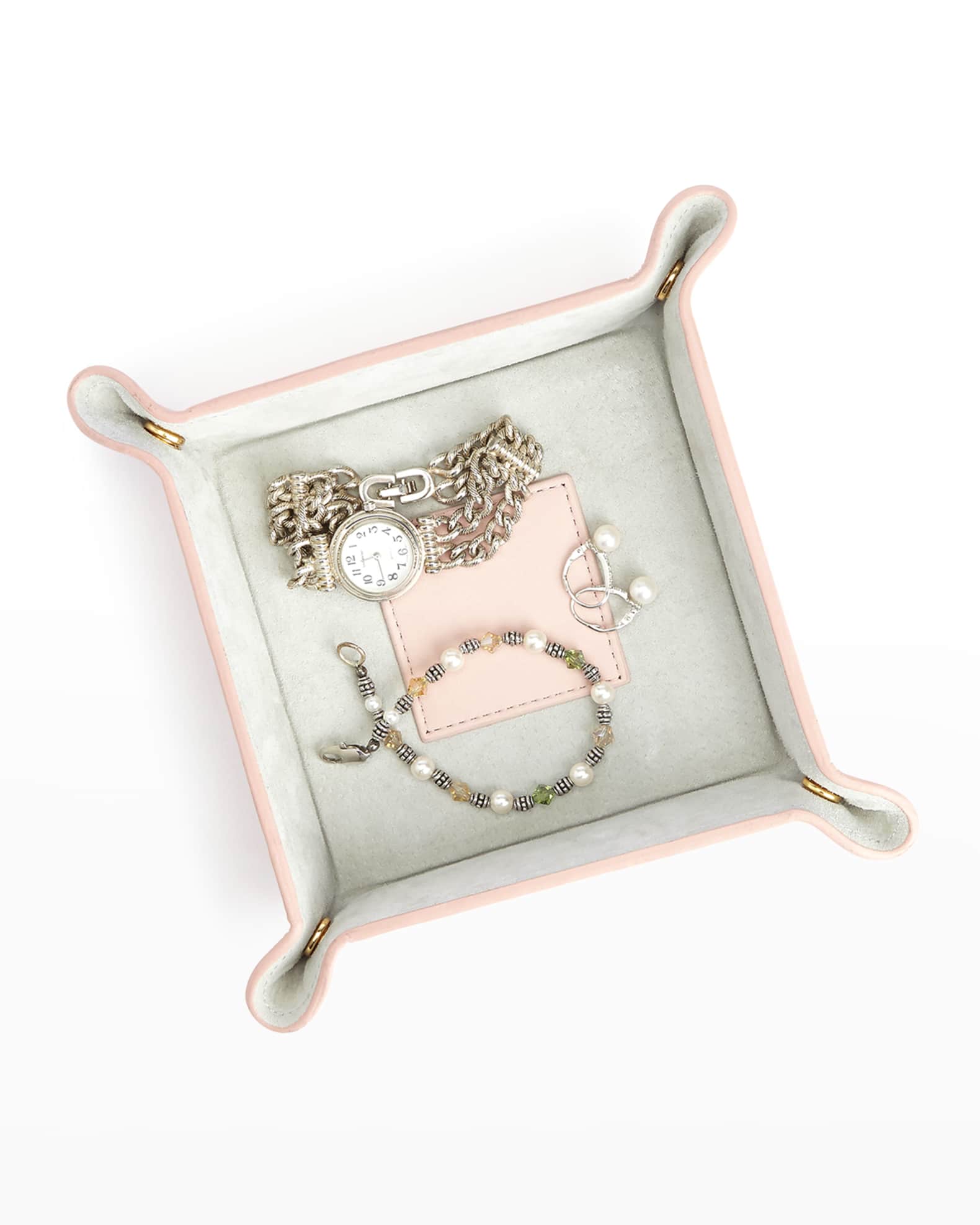 Personalized Suede & Leather Catchall Valet Tray 0