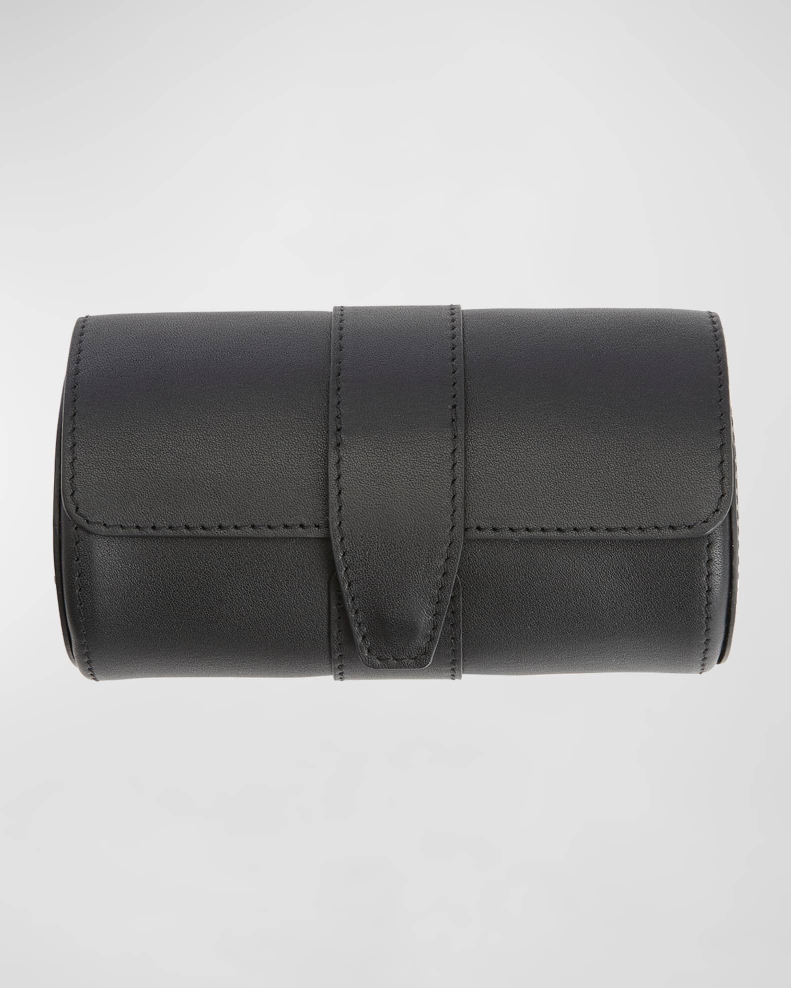 Personalized Suede-Lined Leather Double Watch Roll 0
