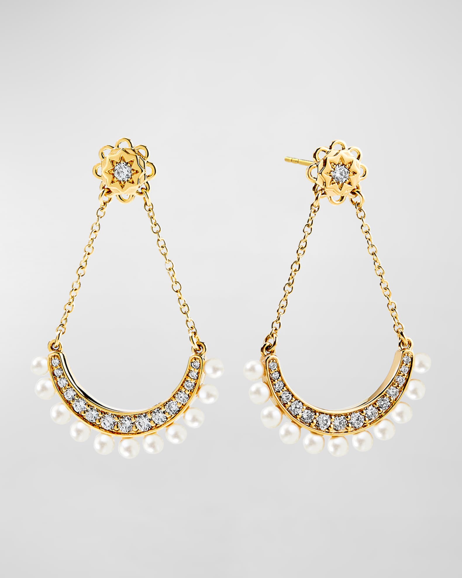 Chanel Classic Flap Bag Earrings Champagne Metal and Glass Pearls