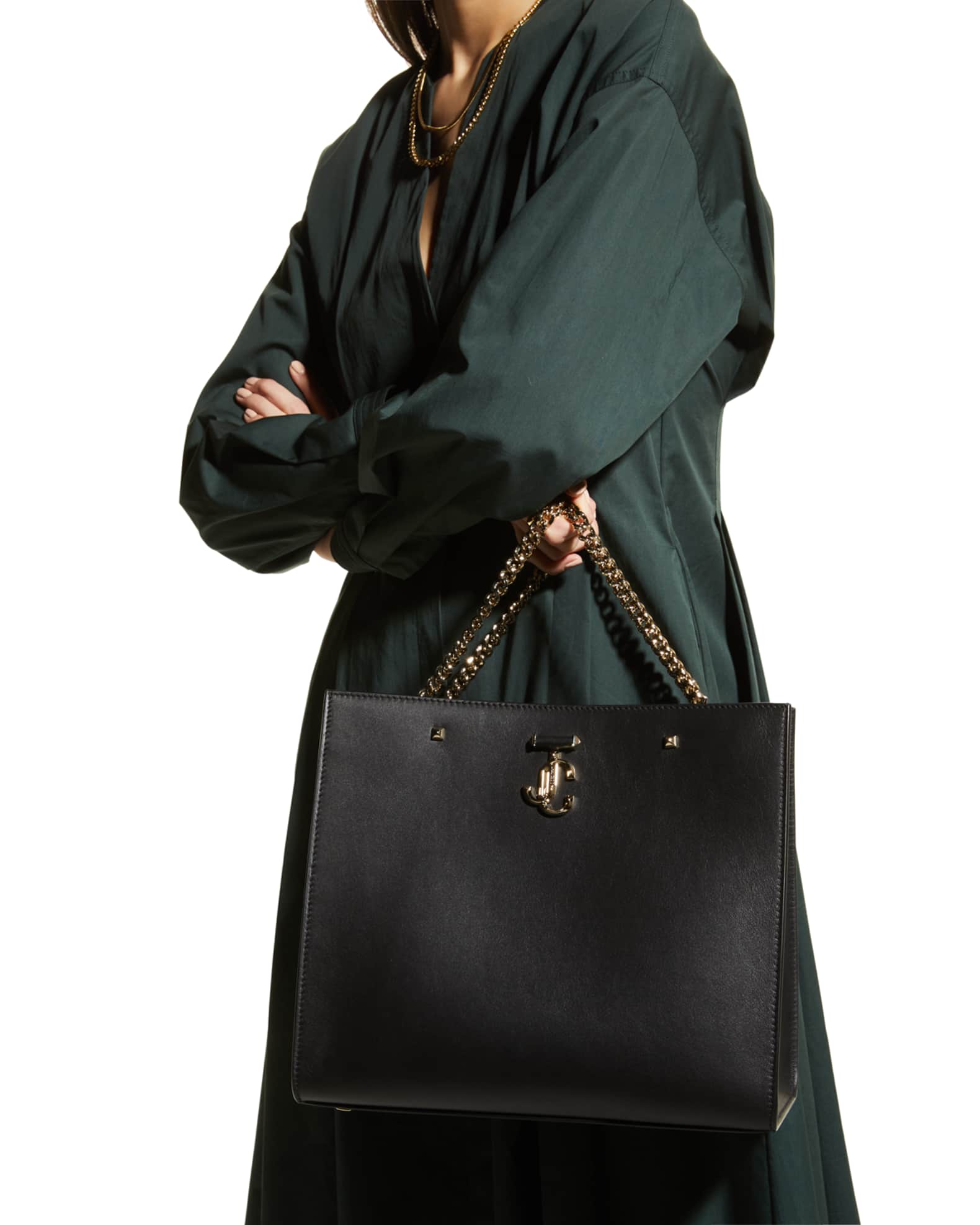 Varenne JC Chain Leather Tote Bag