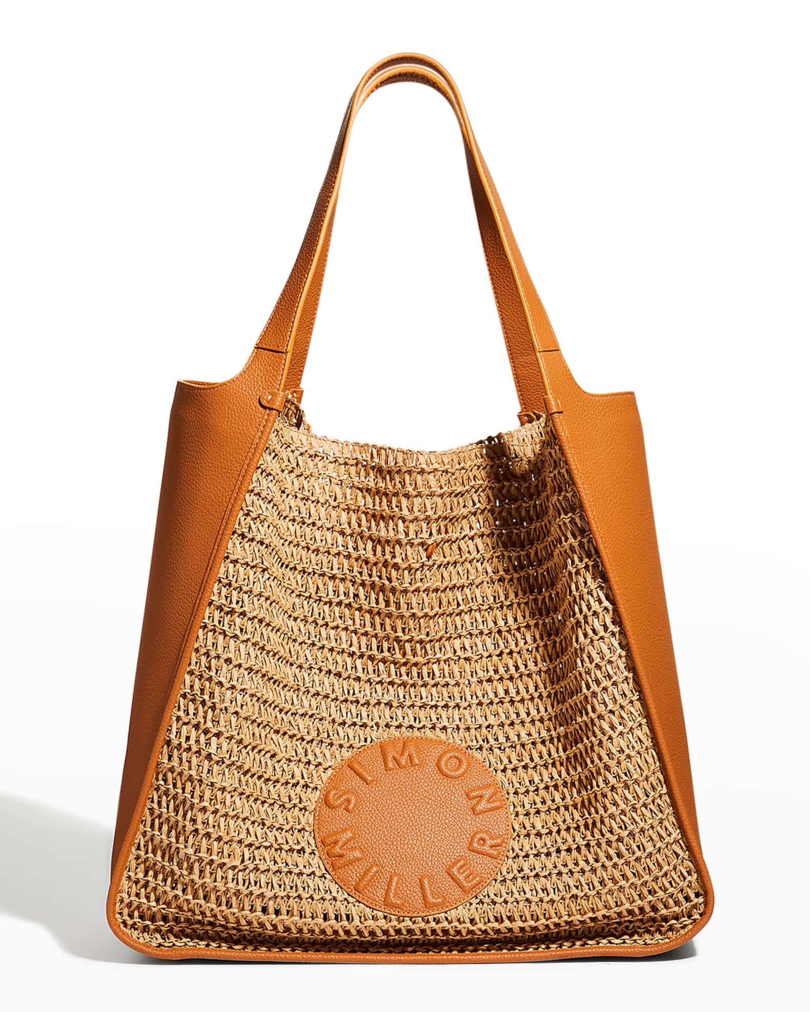 Straw and leather tote clearance
