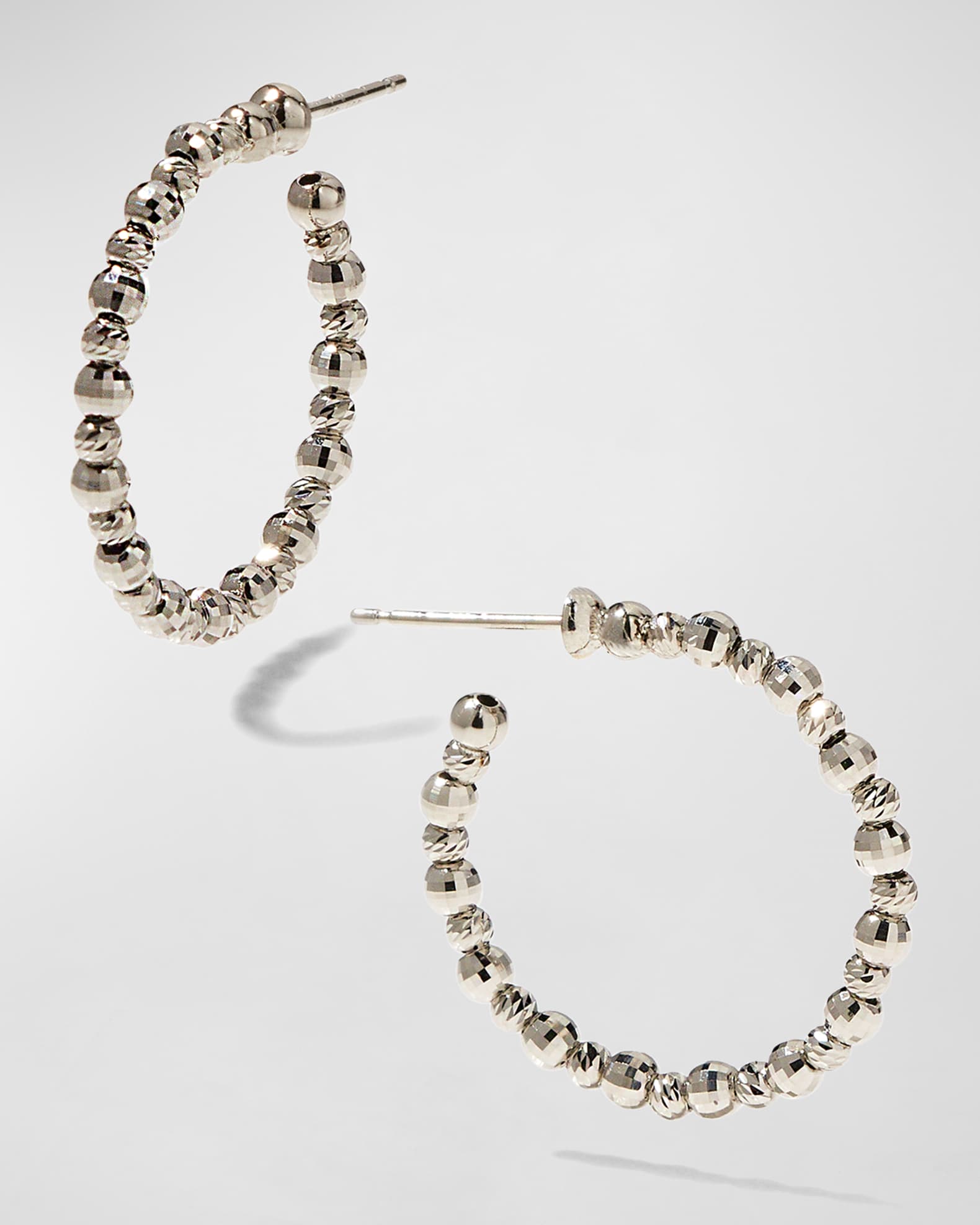 The Small Green Hoop Earrings in Platinum (Clip)