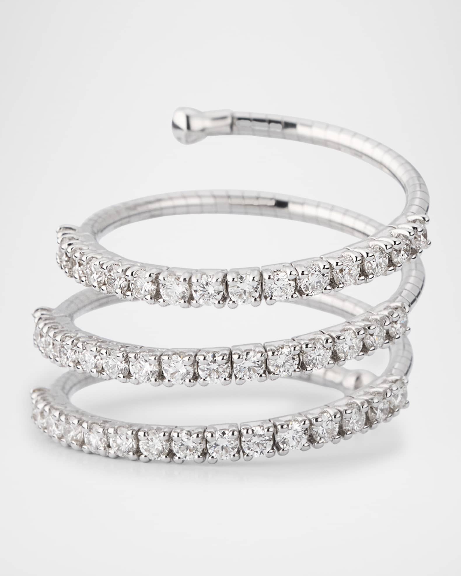 18k White Gold Spiral Diamond Ring 0