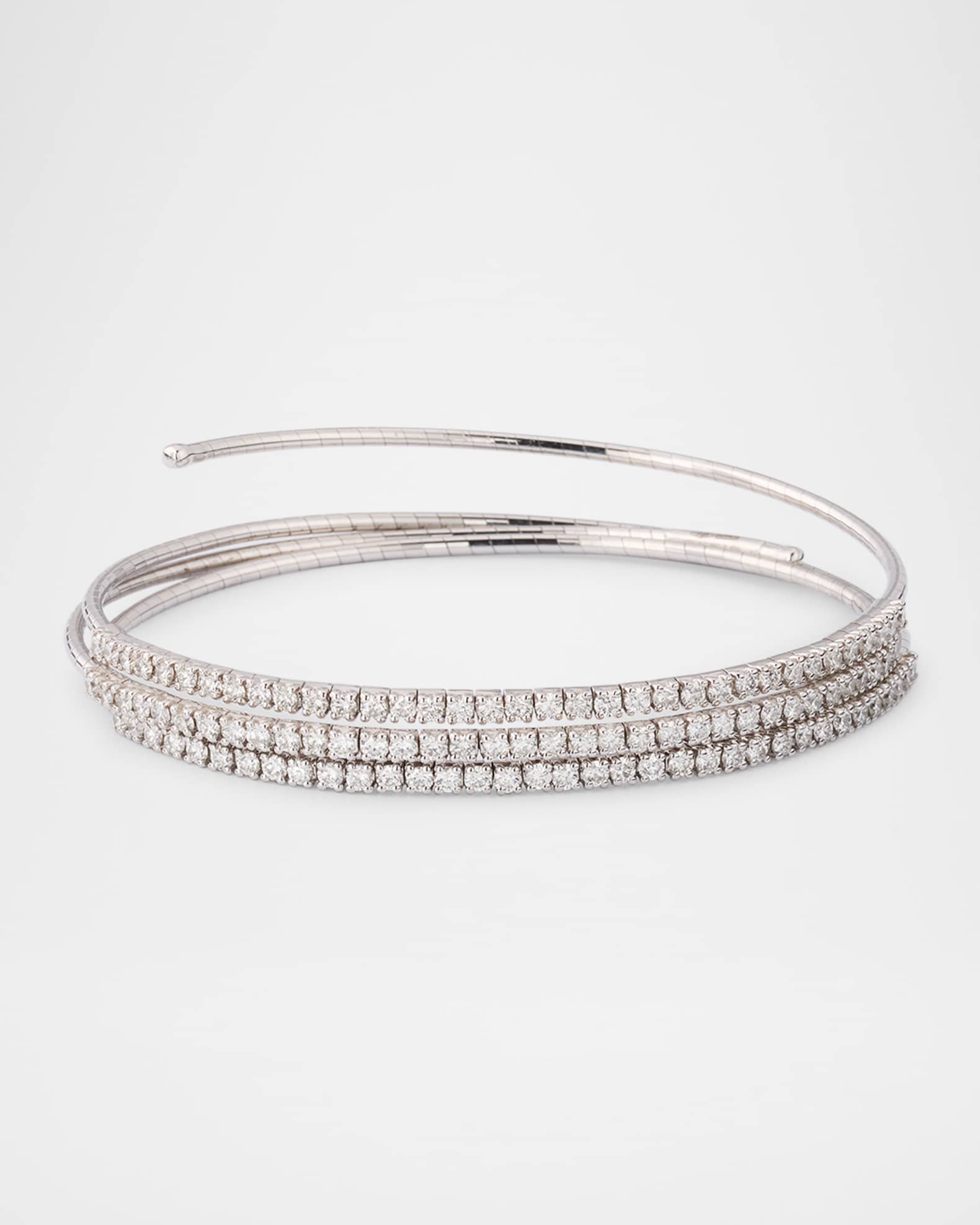 18k White Gold Spiral Diamond Bracelet 0