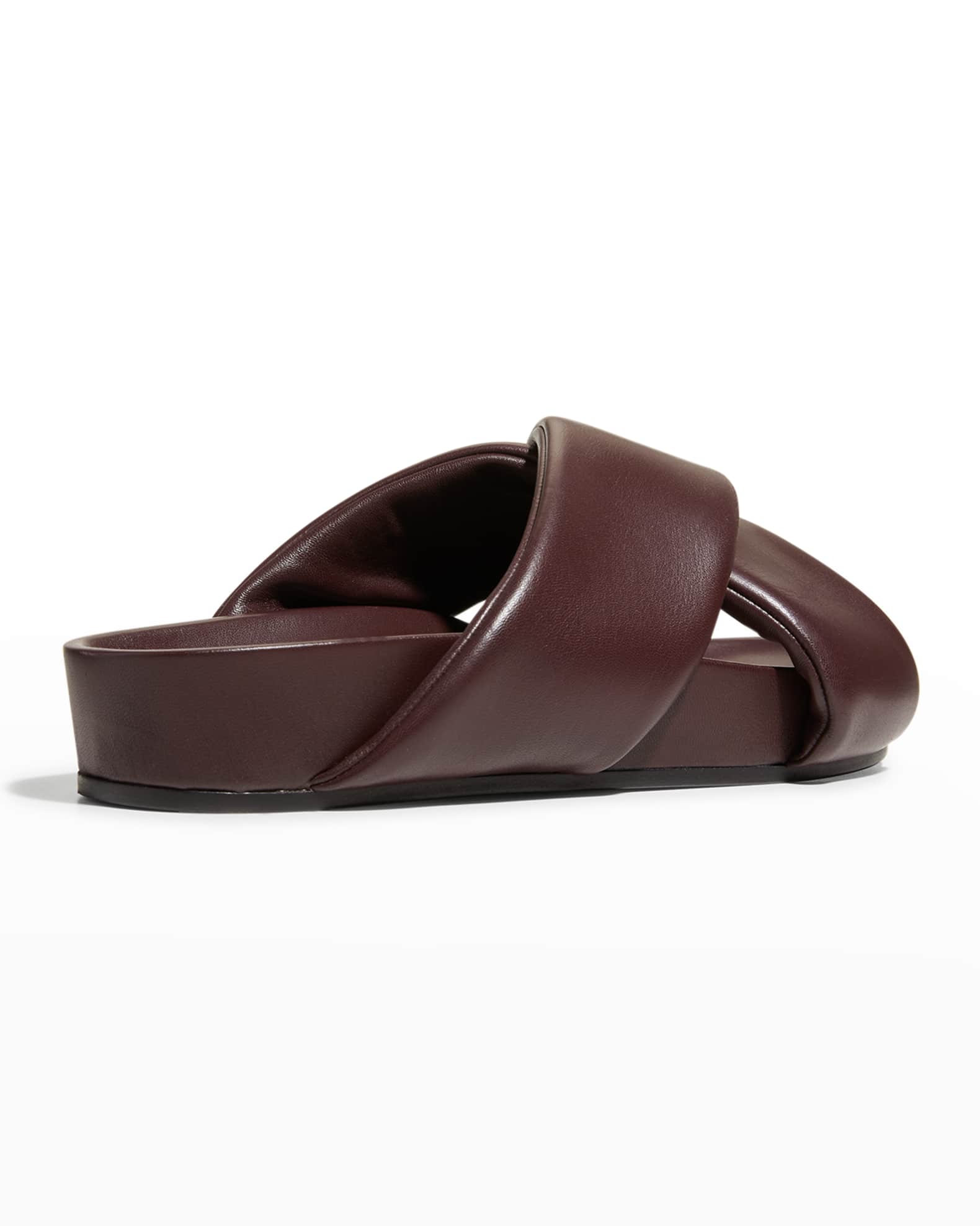Jil Sander Men's Leather Crisscross Slide Sandals | Neiman Marcus