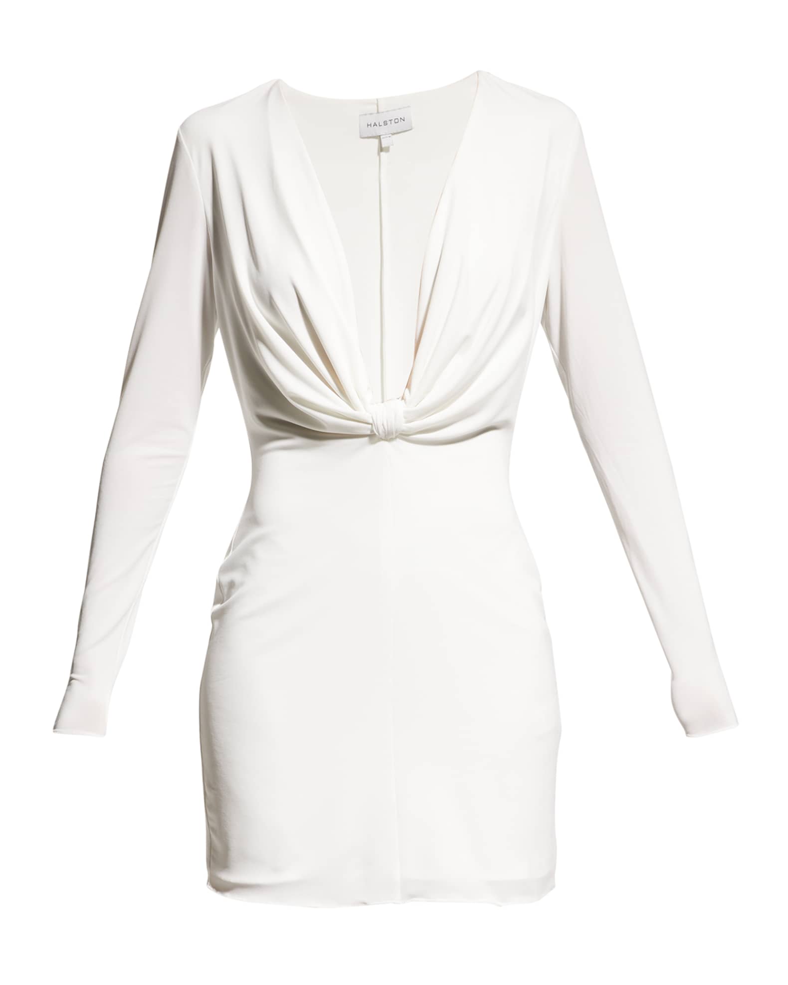 Halston Fay Plunging Jersey Mini Dress | Neiman Marcus