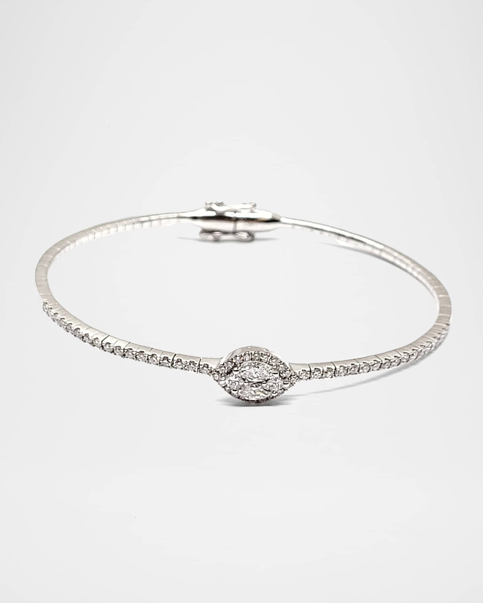 18K White Gold Diamond Bangle, 0.92tcw 0