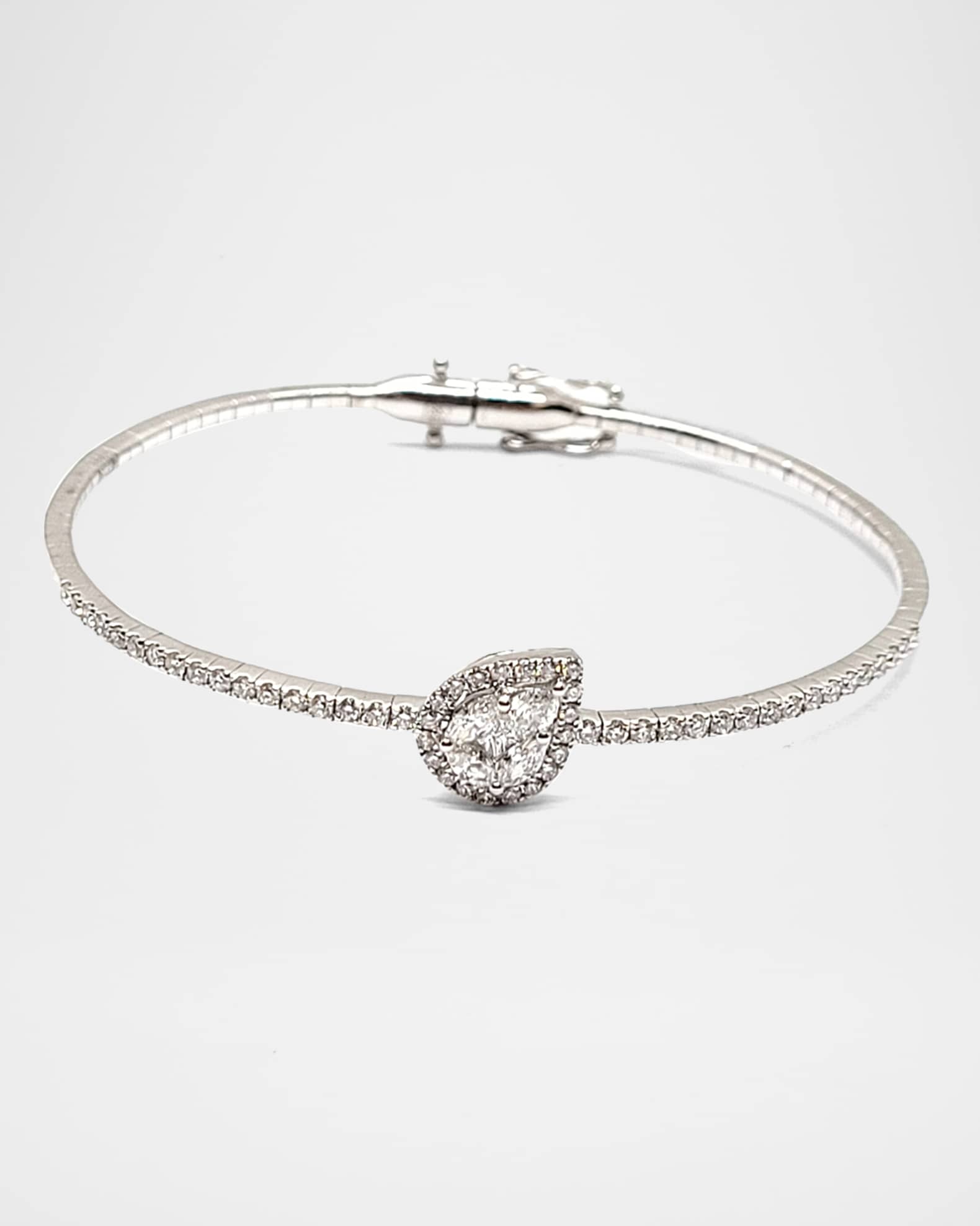18K White Gold Diamond Bangle, 1.10tcw 0