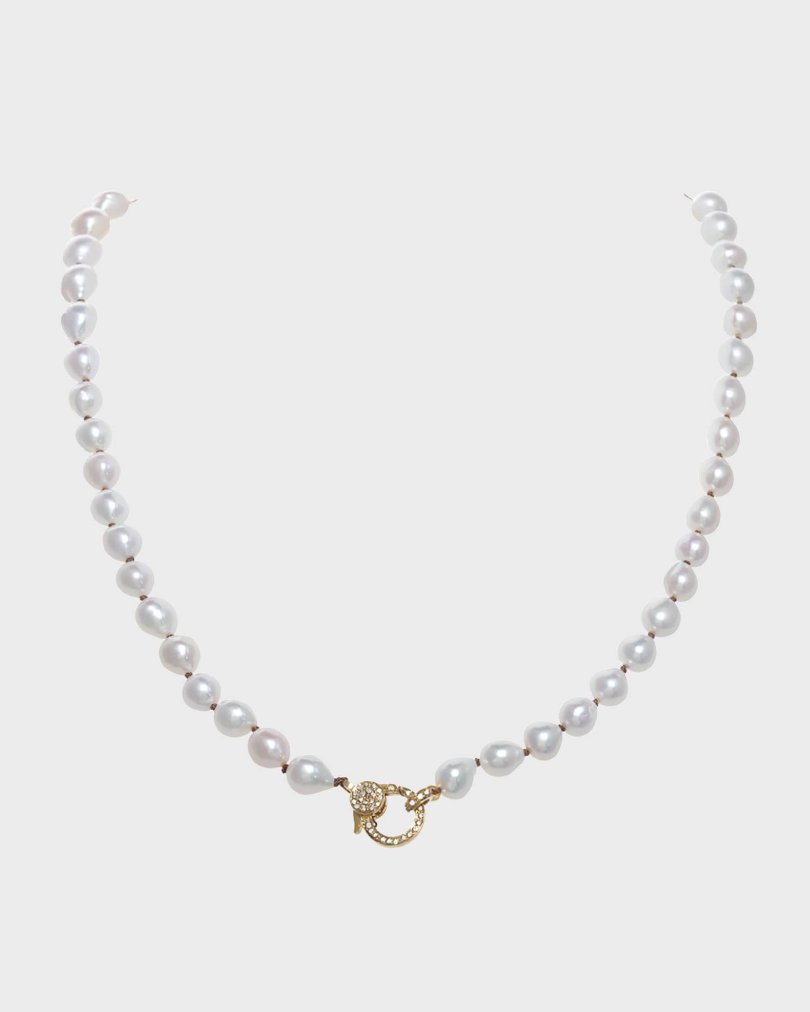 Petite Baroque Pearl Necklace with Vermeil Diamond Clasp, 7-8 mm 18”L 0