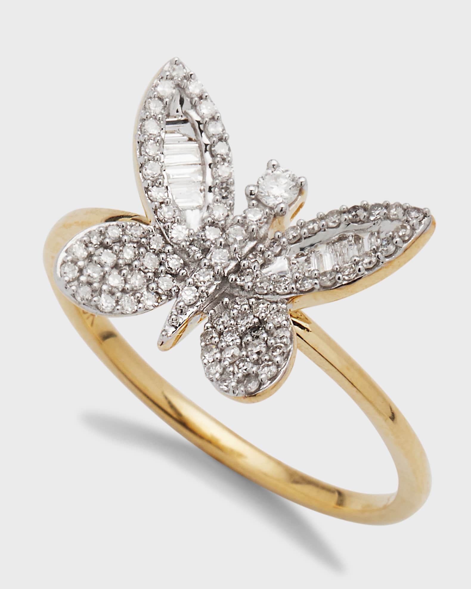 10K Yellow Gold Jumbo Butterfly Ring with Diamonds