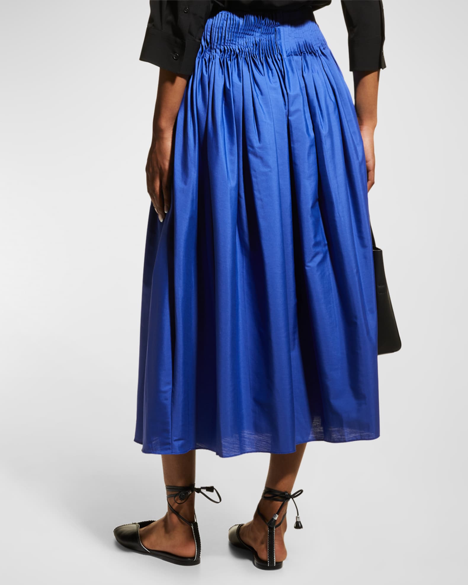 THE ROW Ruth Pleated Cotton Midi Skirt Neiman Marcus
