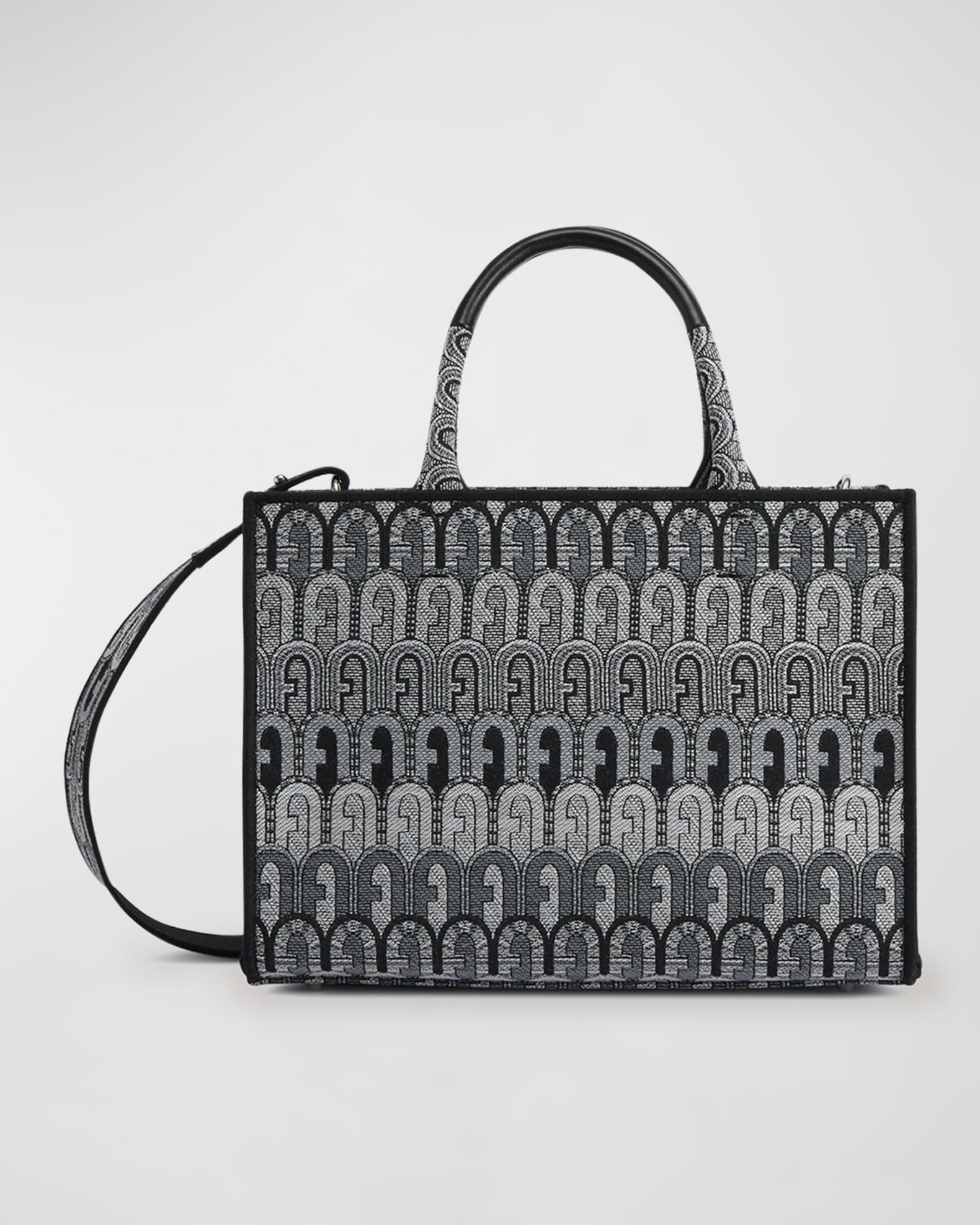 FURLA Dark Brown Leather Woven Tote