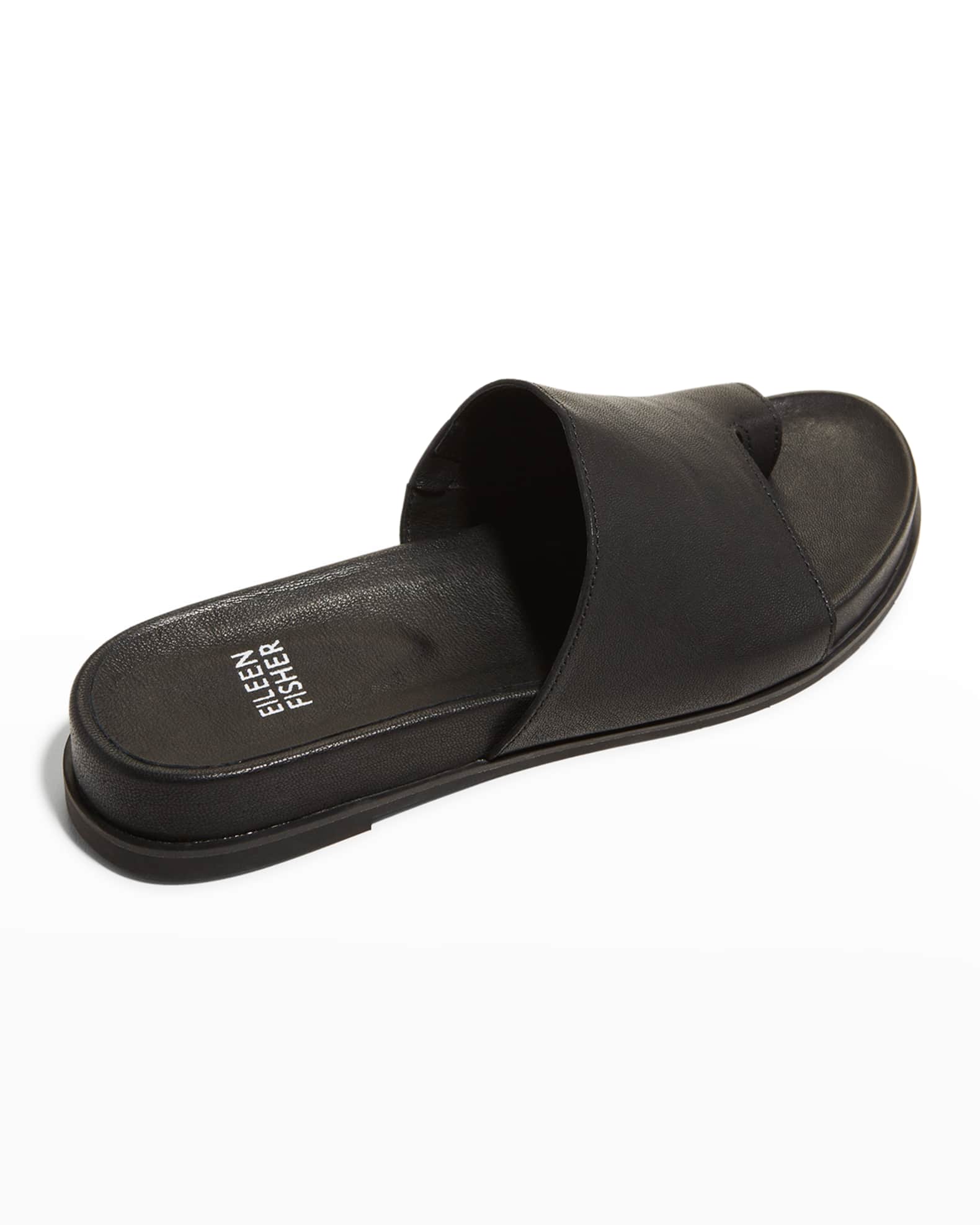 Eileen Fisher Leather Toe-Ring Slide Sandals | Neiman Marcus