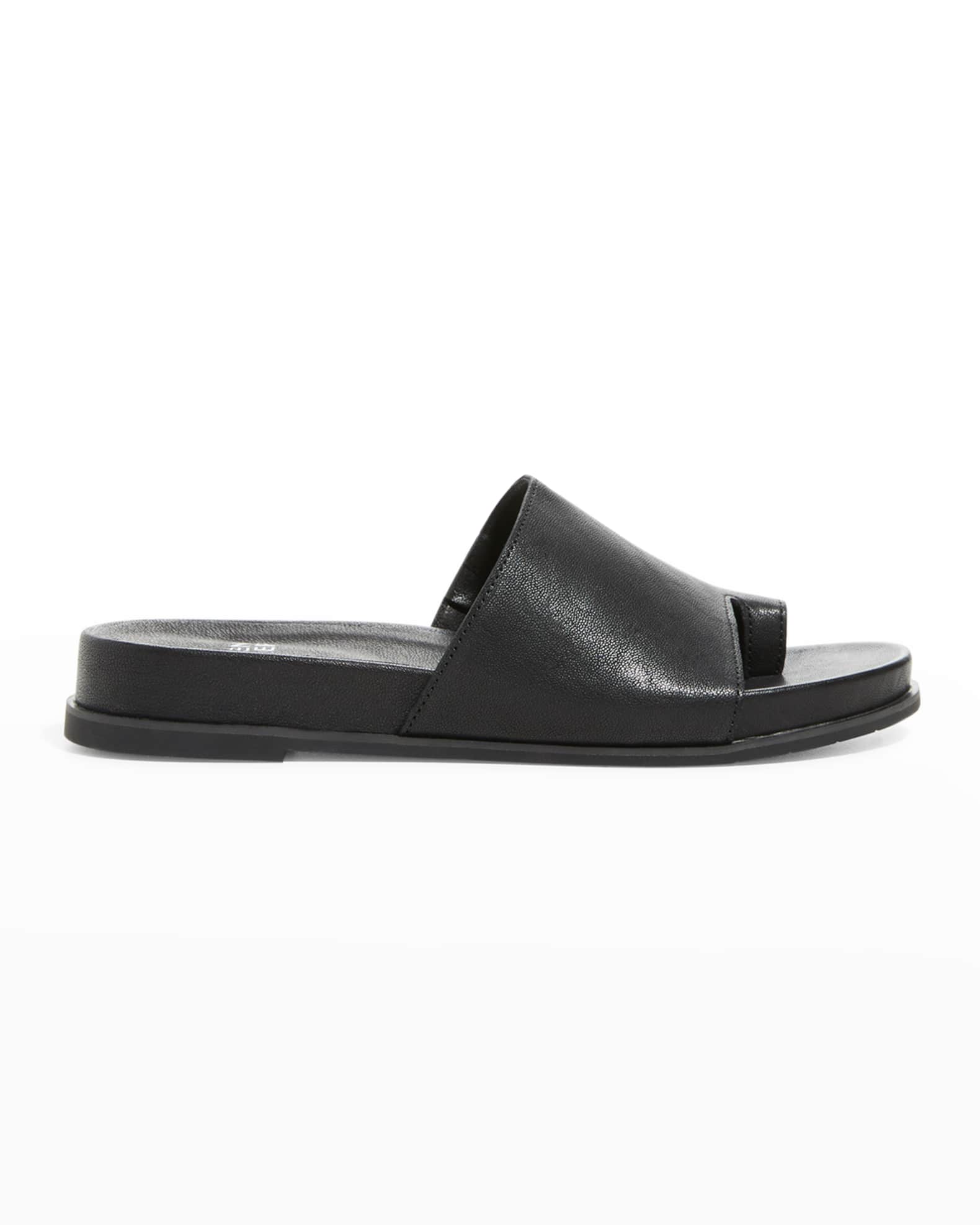 Eileen Fisher Leather Toe-Ring Slide Sandals | Neiman Marcus