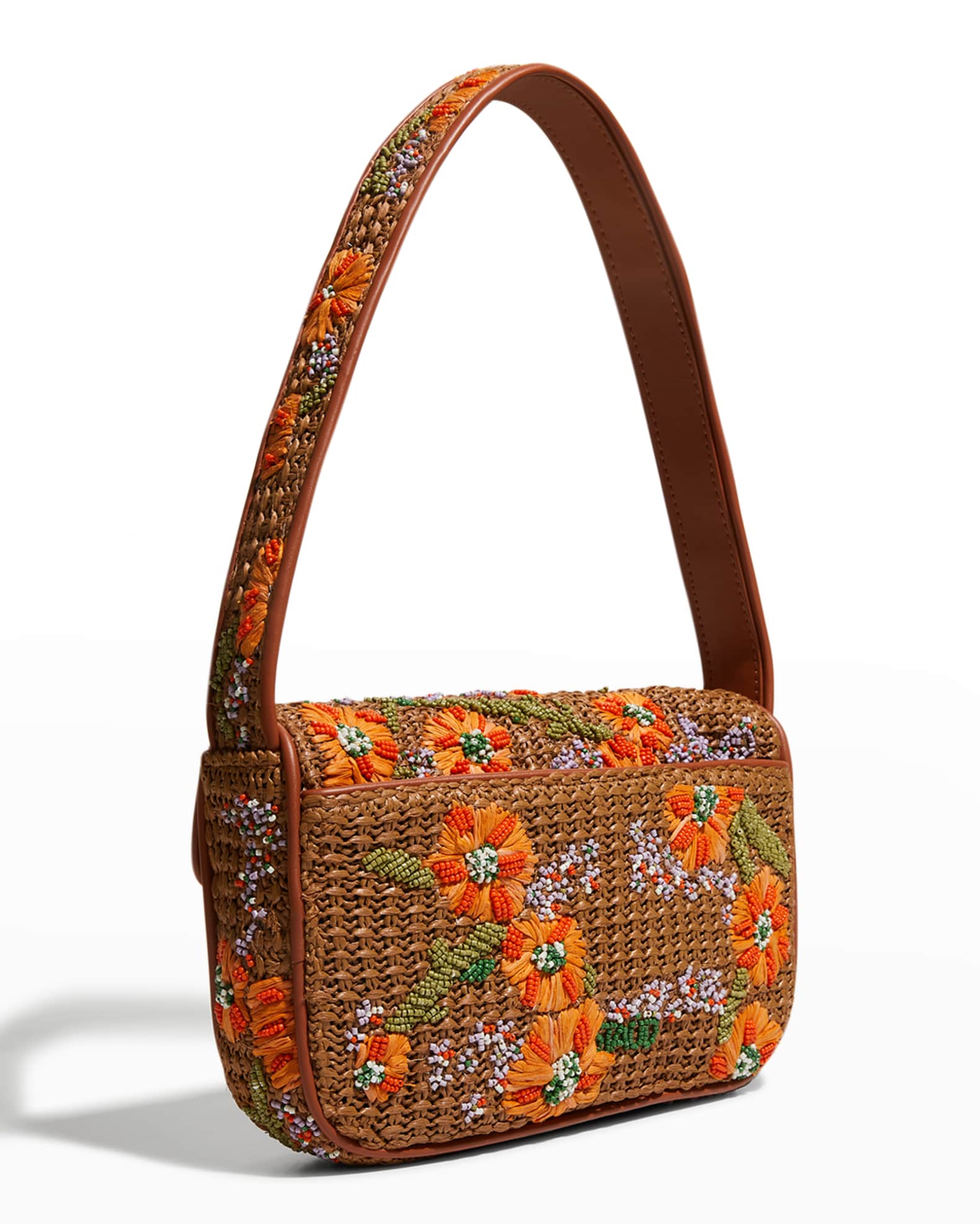 Staud Tommy Flower Beaded Shoulder Bag Neiman Marcus