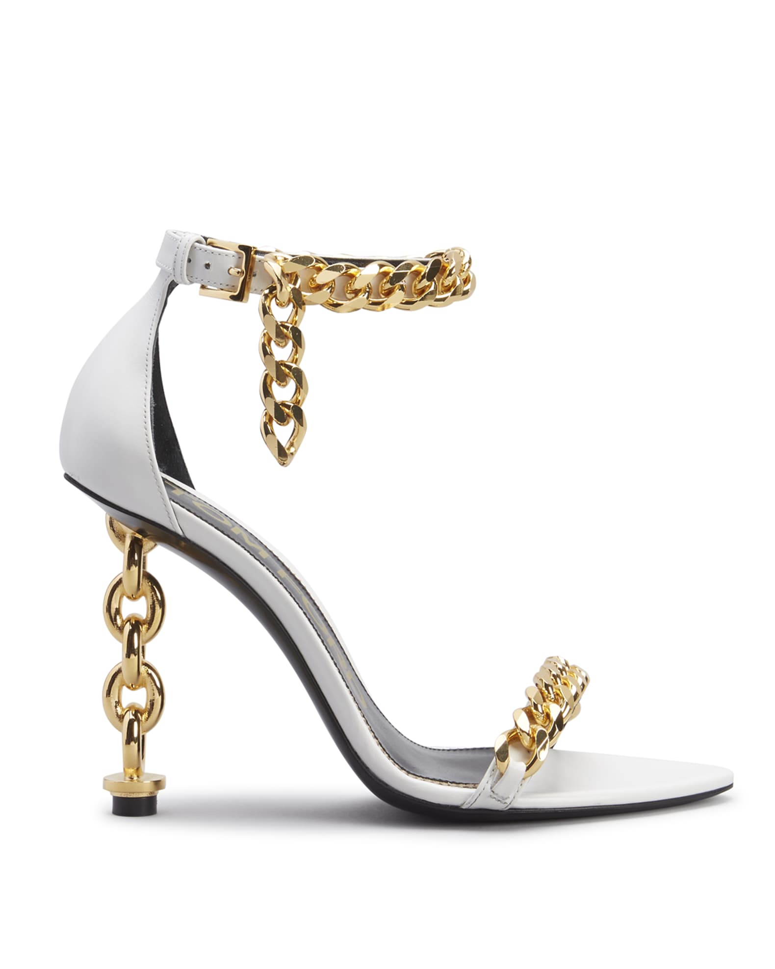 TOM FORD Chain Ankle-Strap Sculptural-Heel Sandals | Neiman Marcus