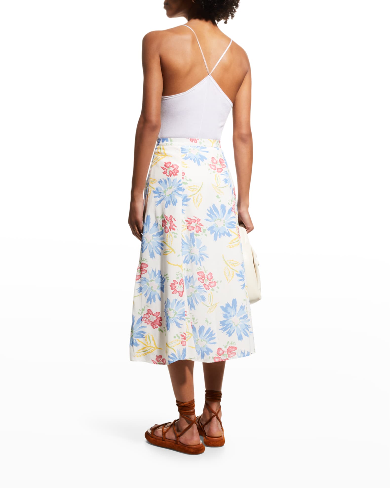 Polo Ralph Lauren Button-Front Floral-Print Skirt | Neiman Marcus