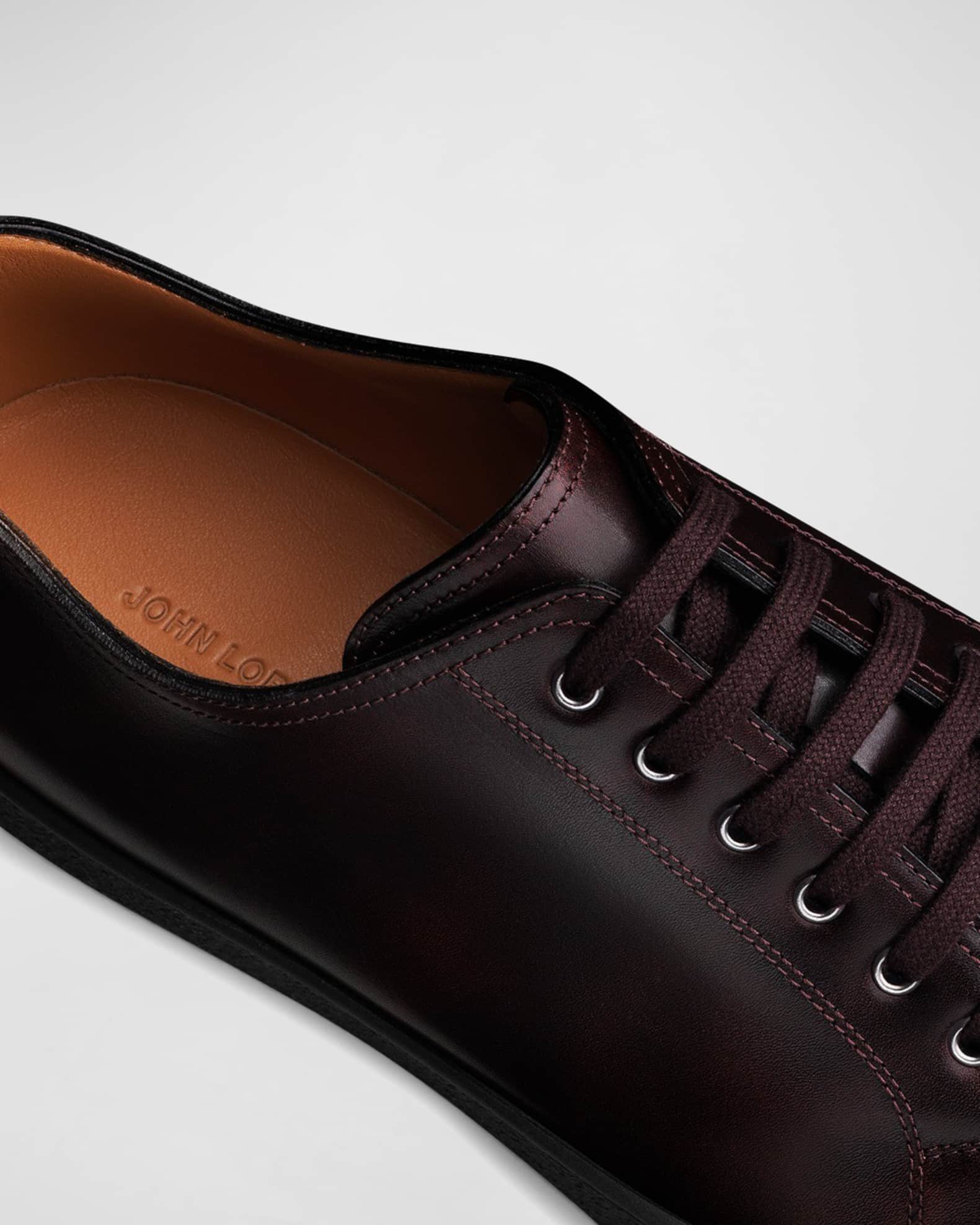 John Lobb Men's Burnished Leather Low-Top Sneakers | Neiman