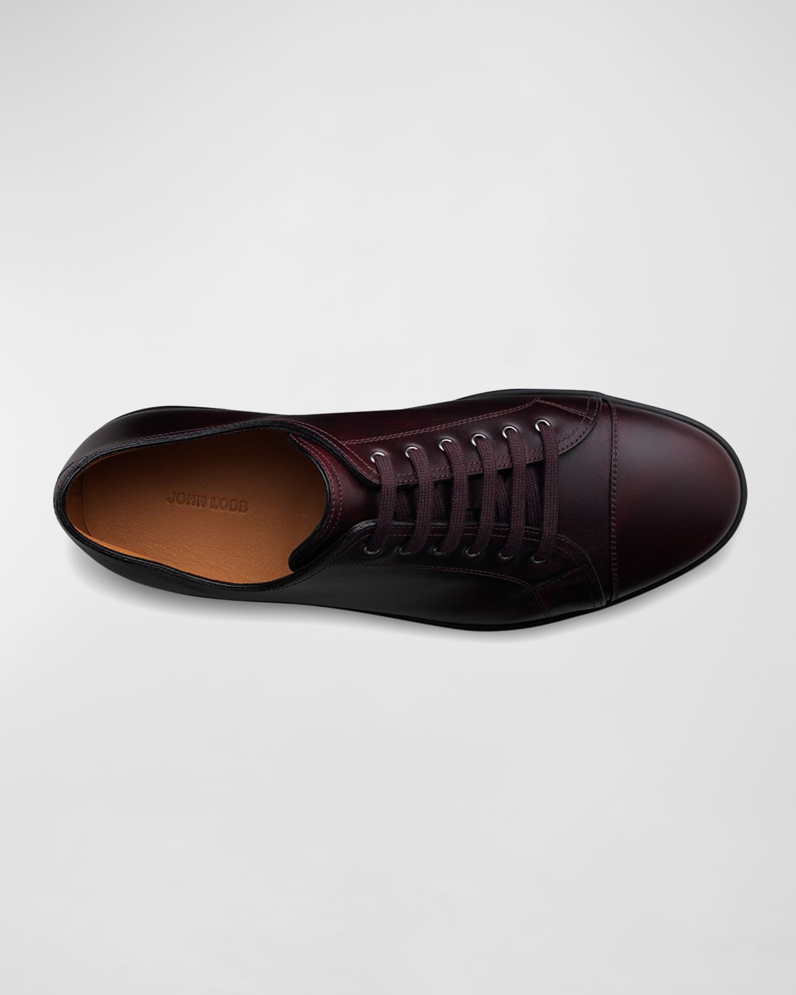 John Lobb Men's Burnished Leather Low-Top Sneakers | Neiman Marcus