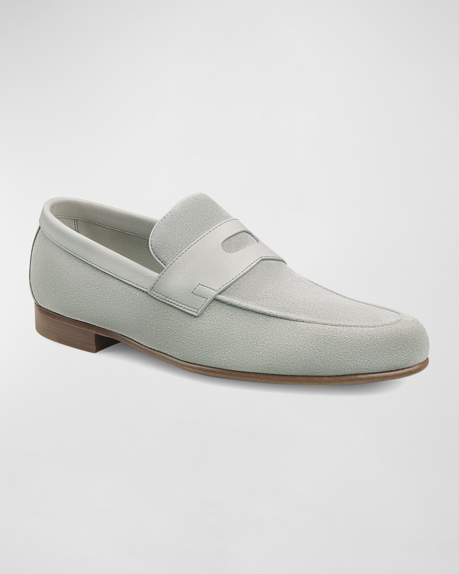 John Lobb Men's Soft Suede Penny Loafers | Neiman Marcus