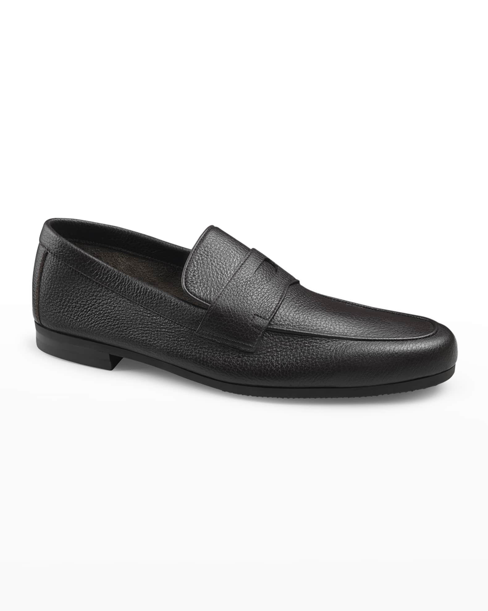 John Lobb Men's Thorne Soft Textured Leather Penny Loafers