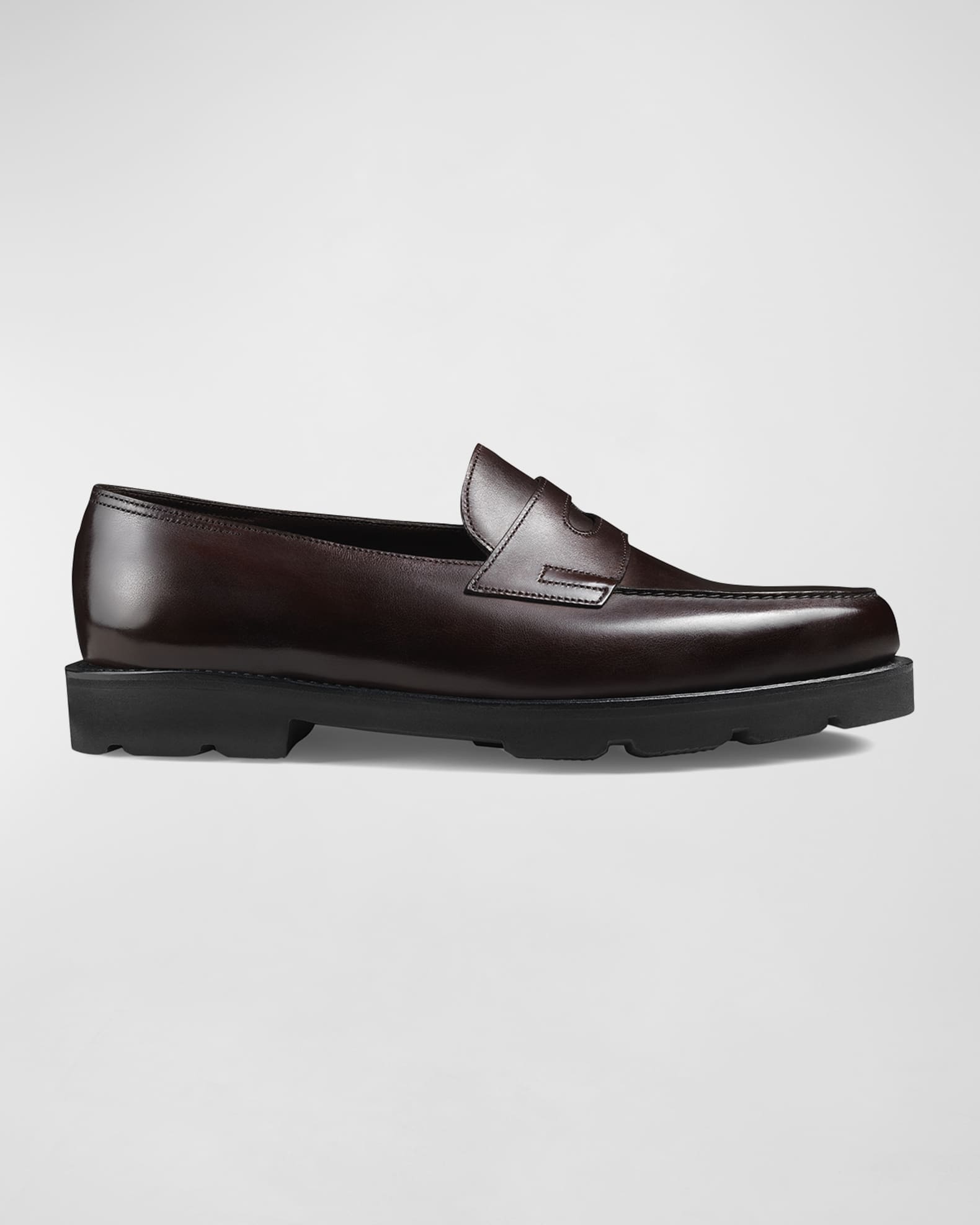 John Lobb Men's Lug-Sole Iconic Penny Leather Loafers | Neiman Marcus