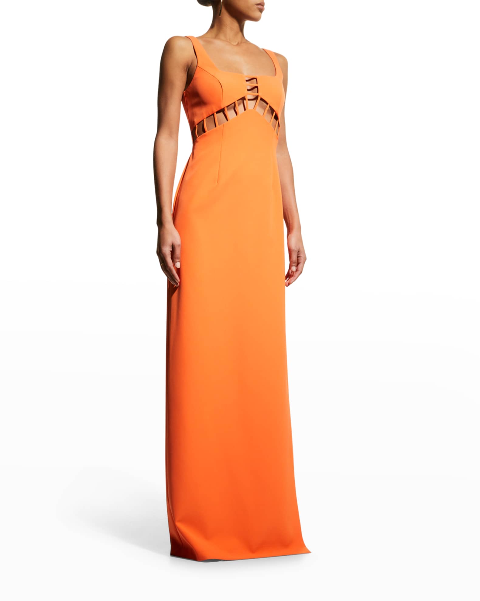 Aidan by Aidan Mattox Scoop-Neck Cutout Gown | Neiman Marcus