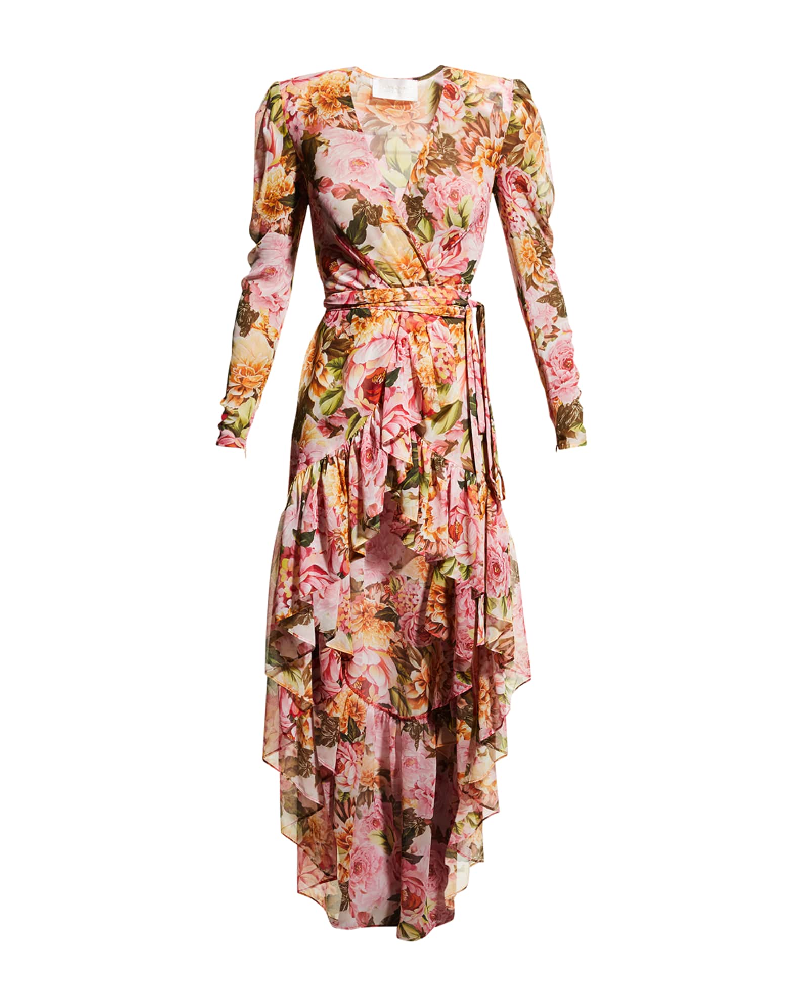 Bronx and Banco Rosa Floral High-Low Wrap Dress | Neiman Marcus