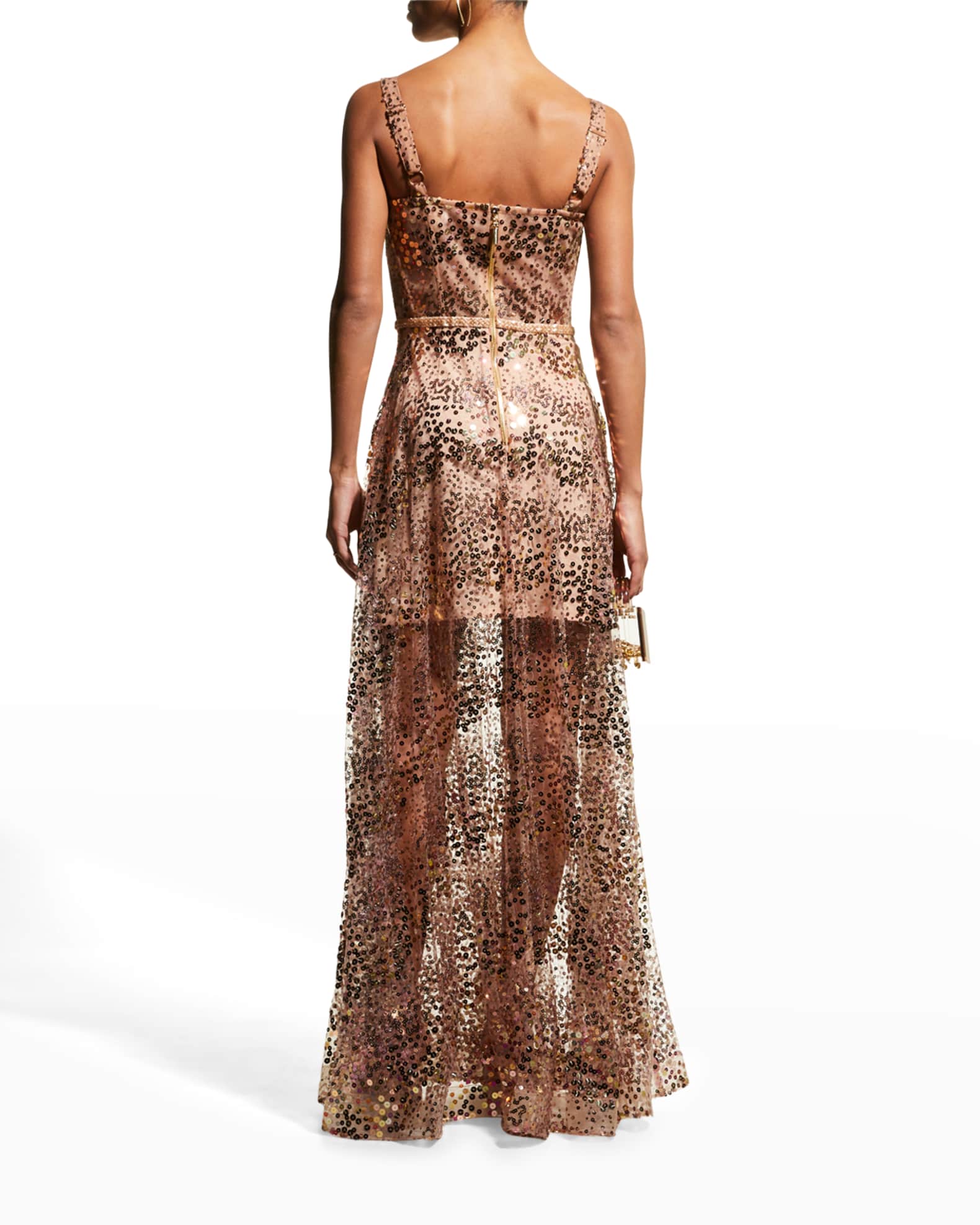 Bronx and Banco Midnight Gold Sequin Tulle Gown | Neiman Marcus