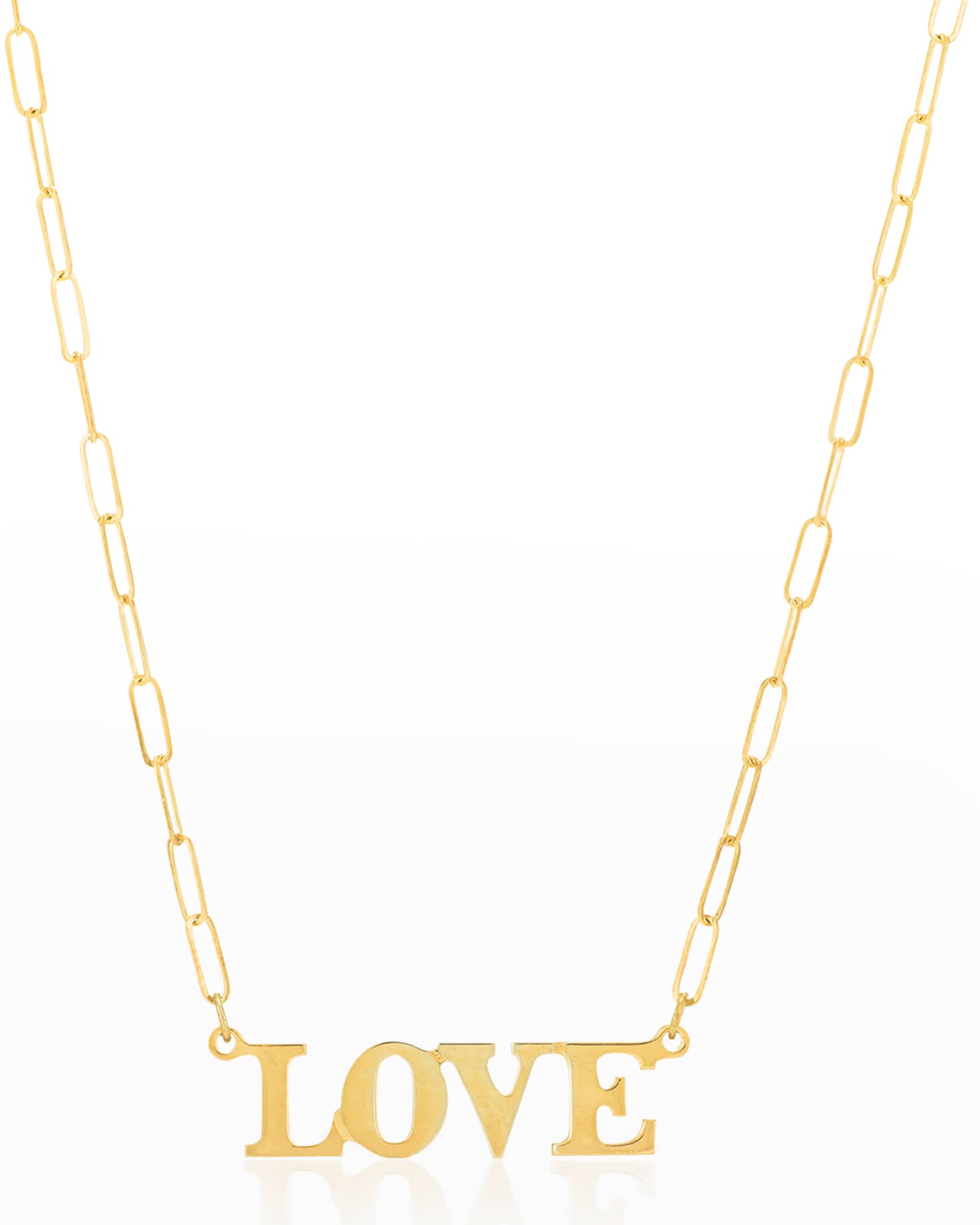 14K Gold Love on Paperclip Chain Necklace 0