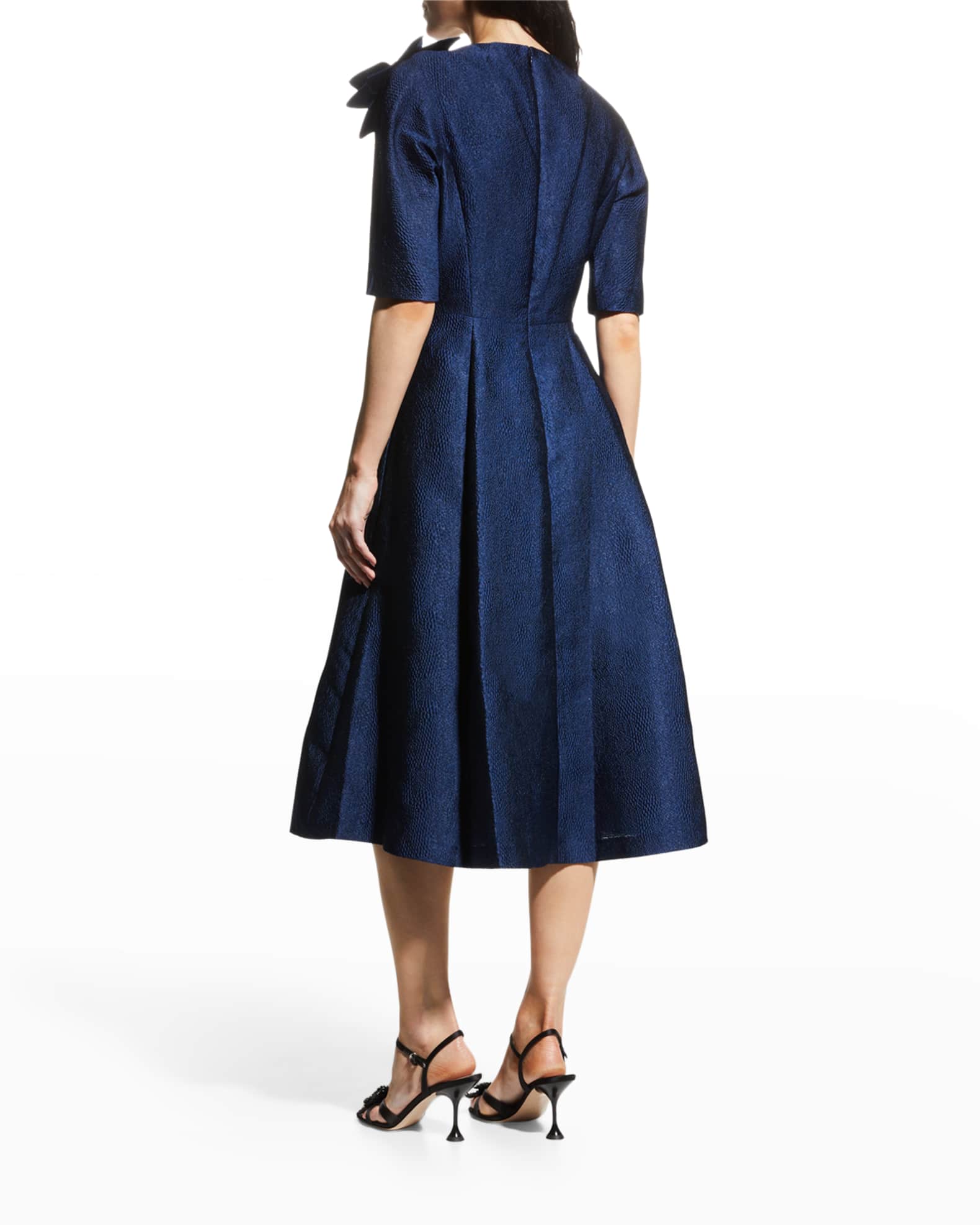 Rickie Freeman for Teri Jon ElbowSleeve Textured Jacquard Dress