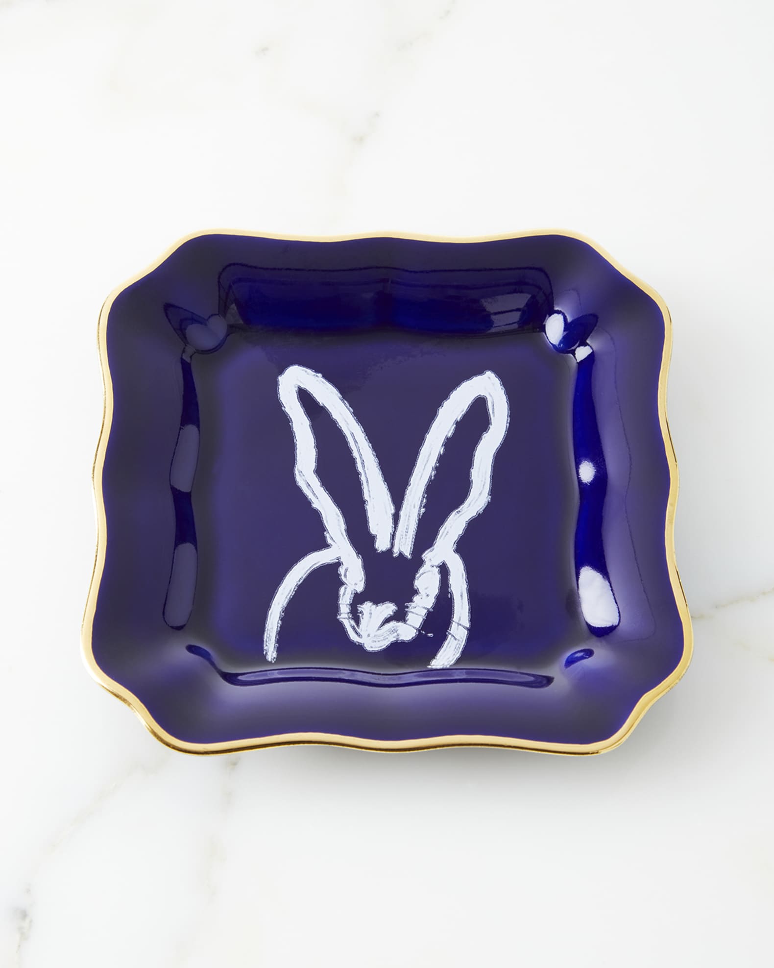 Portrait Plate with Gold Rim - Cobalt 0