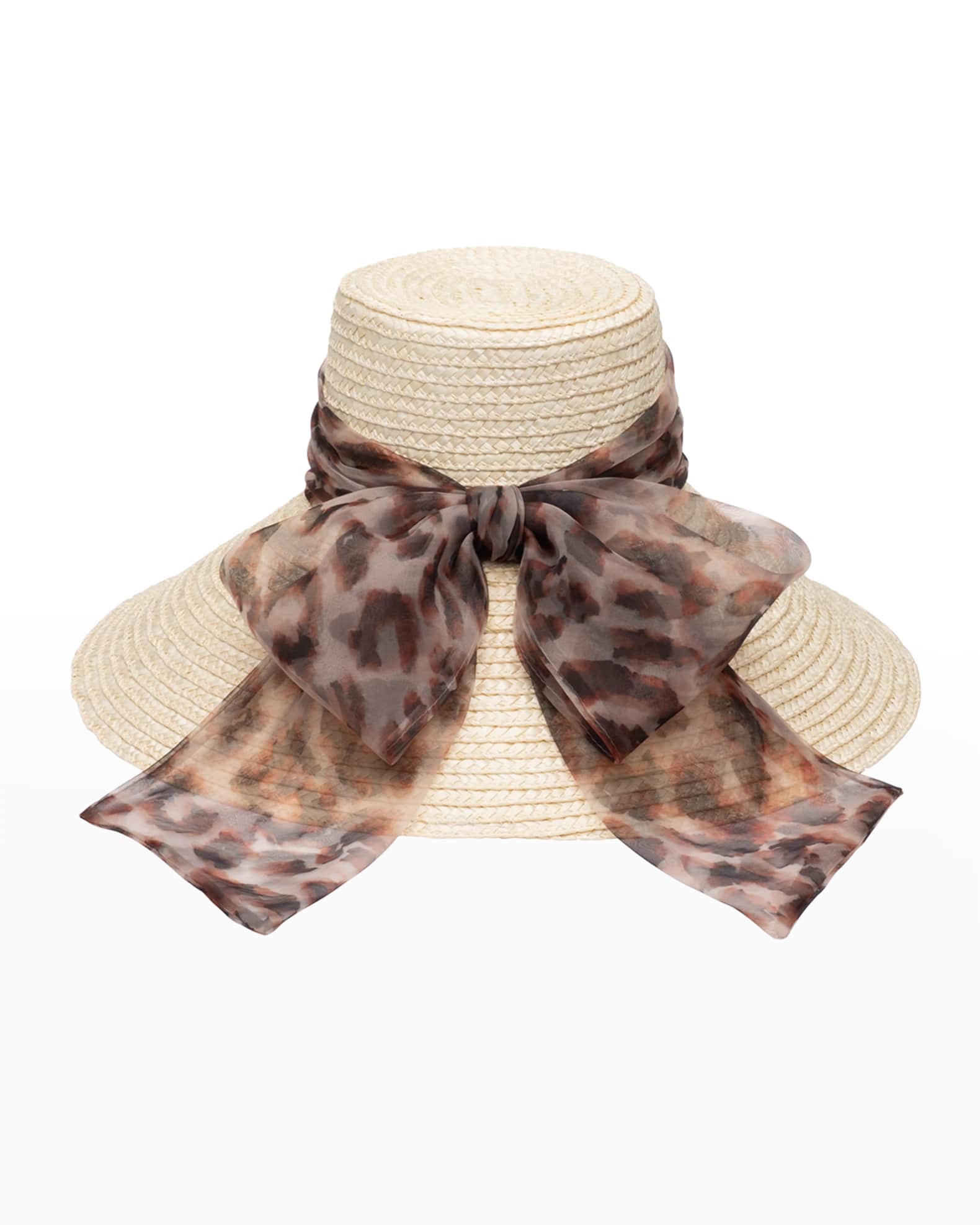 Mirabel Leopard-Print Bow Sun Hat 0