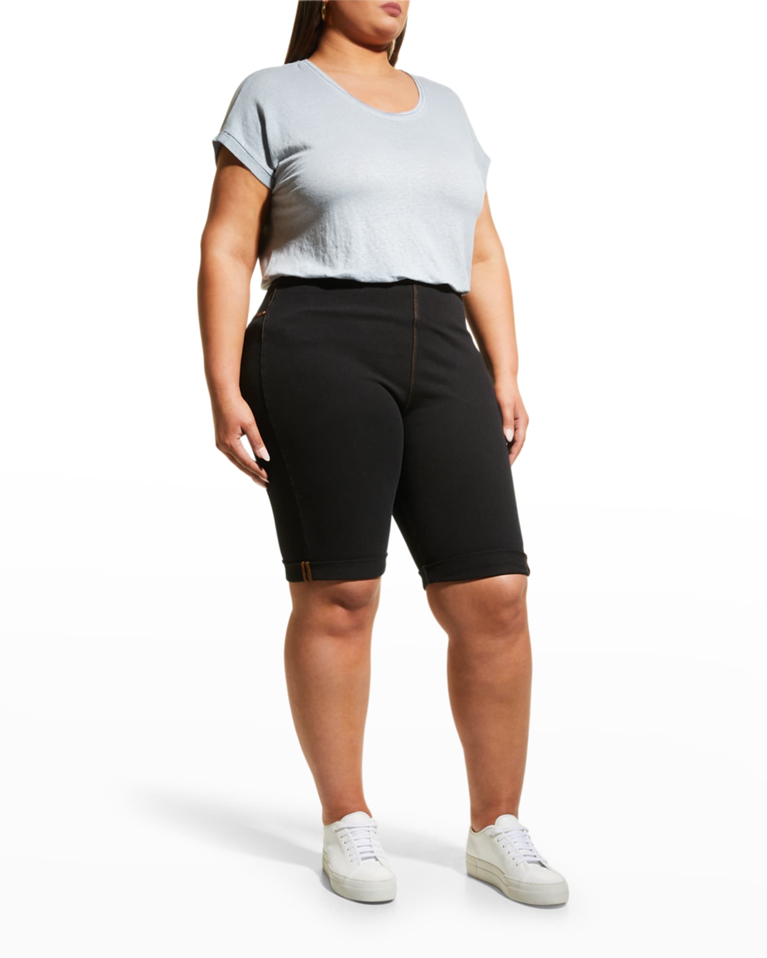 Lysse Plus Size Denim Boyfriend Shorts Neiman Marcus