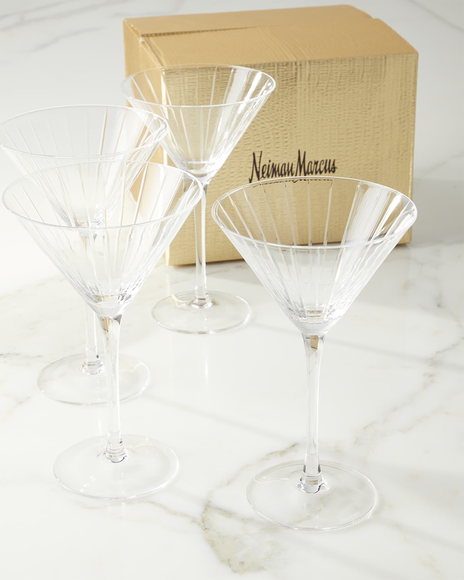 Neiman Marcus Cut Martini Glasses, Set of 4