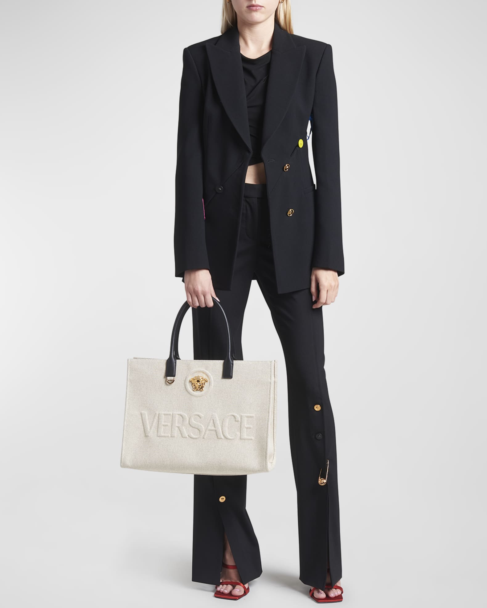 Versace La Medusa Logo Canvas Tote Bag | Neiman Marcus Versace La Medusa Logo Canvas Tote Bag | Neiman Marcus