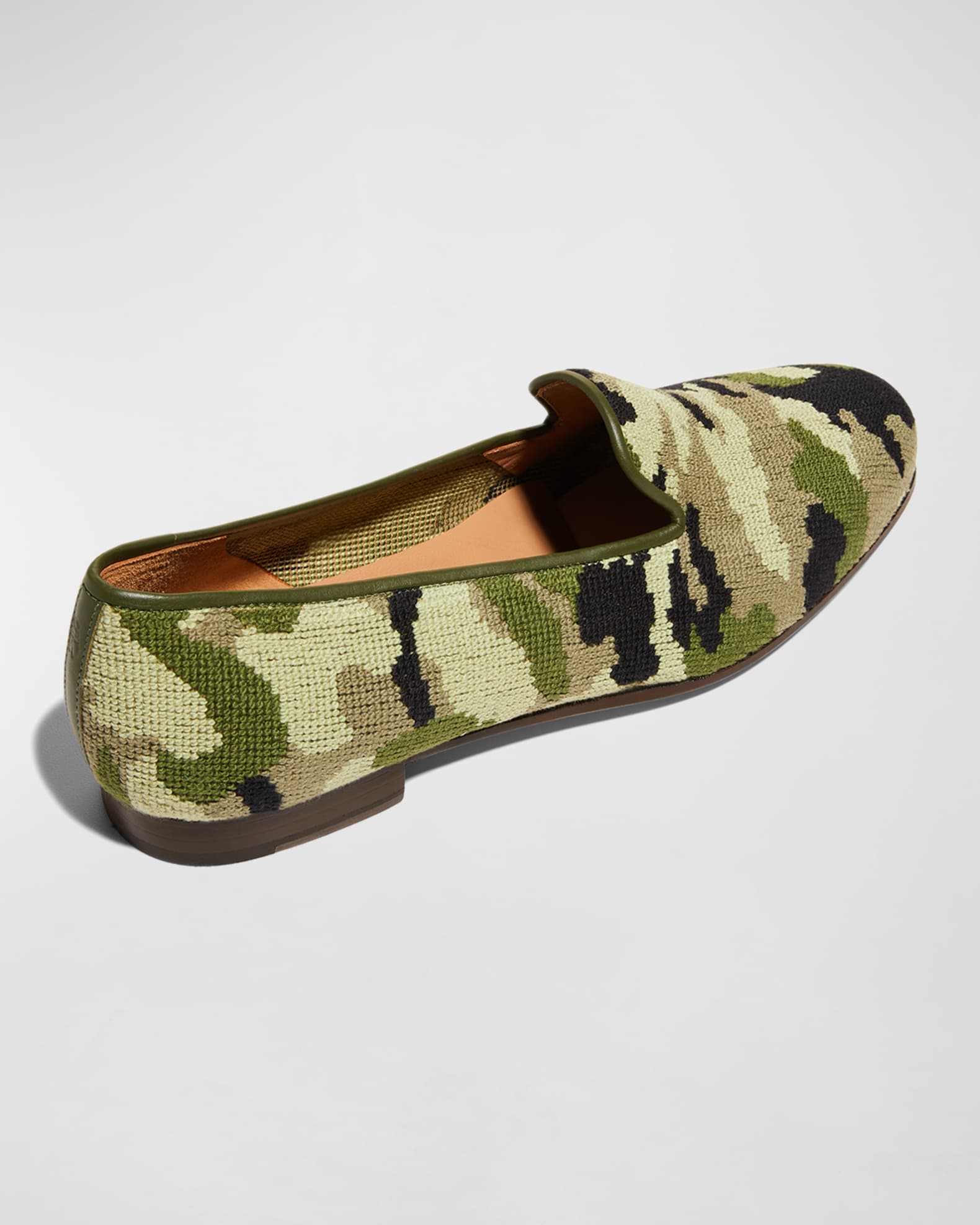 Stubbs and Wootton Men s Camo Print Needlepoint Smoking Slippers Neiman Marcus
