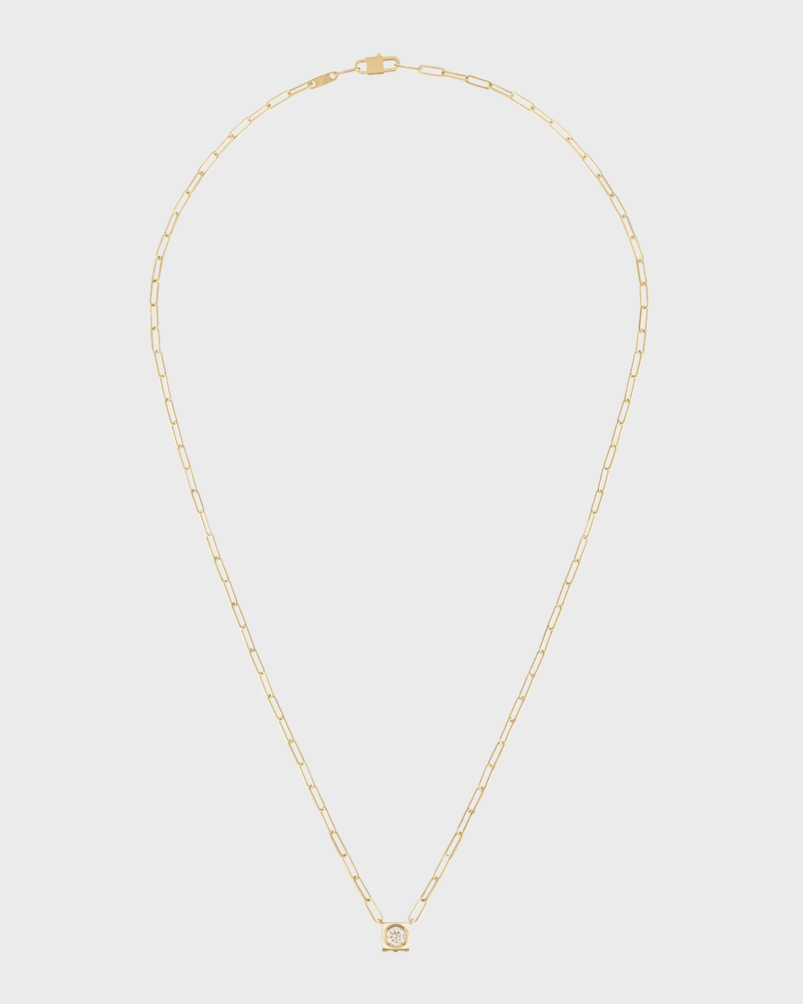 Yellow Gold Le Cube Large Diamond Pendant Necklace 0