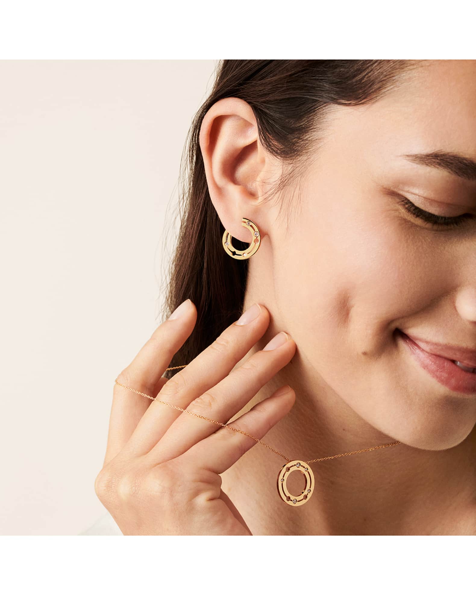 DINH VAN Yellow Gold Pulse Side Hoop Earrings 18mm Neiman Marcus