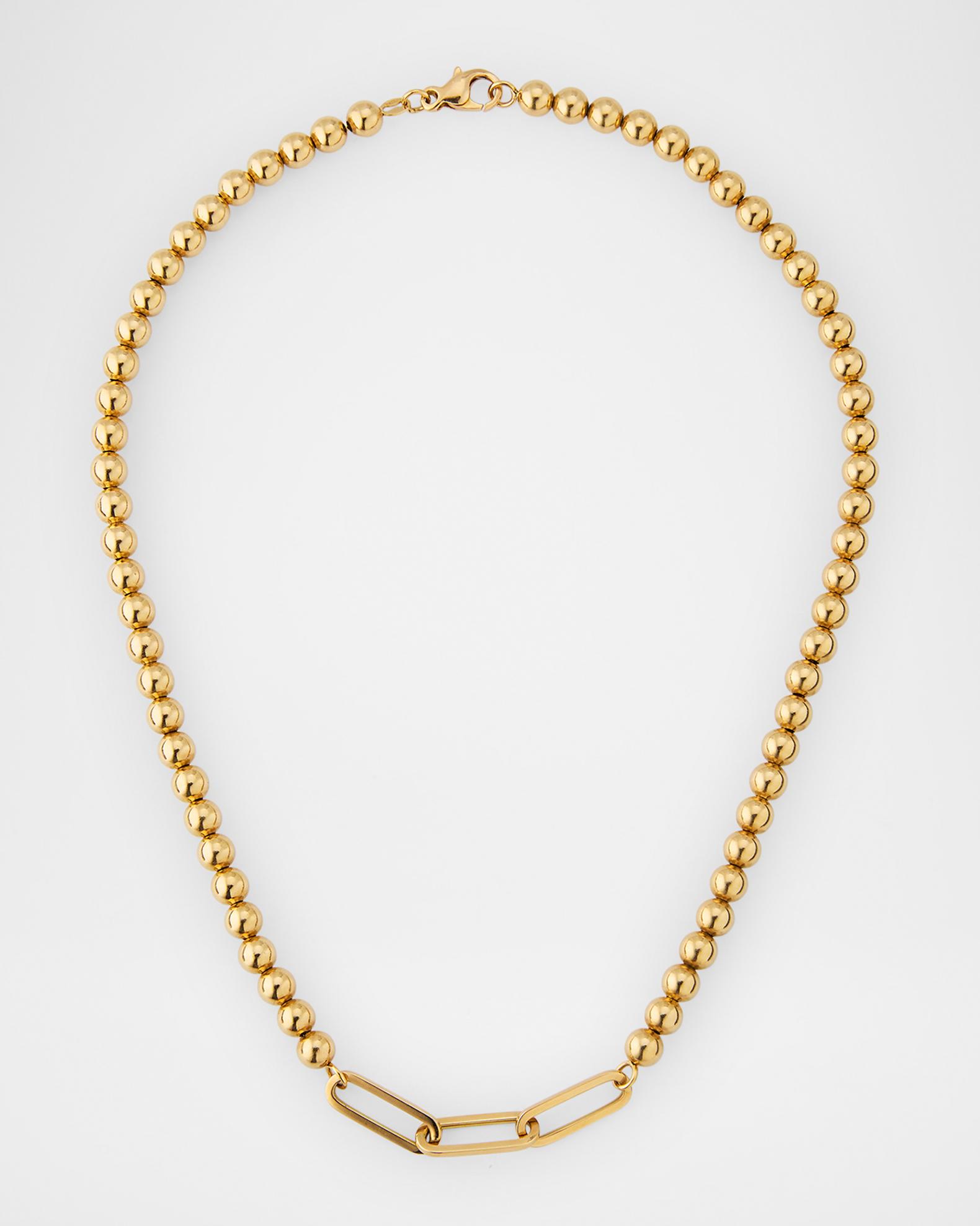 Fern Freeman Jewelry Yellow Gold Ball Chain and Triple Paper Clip Link ...