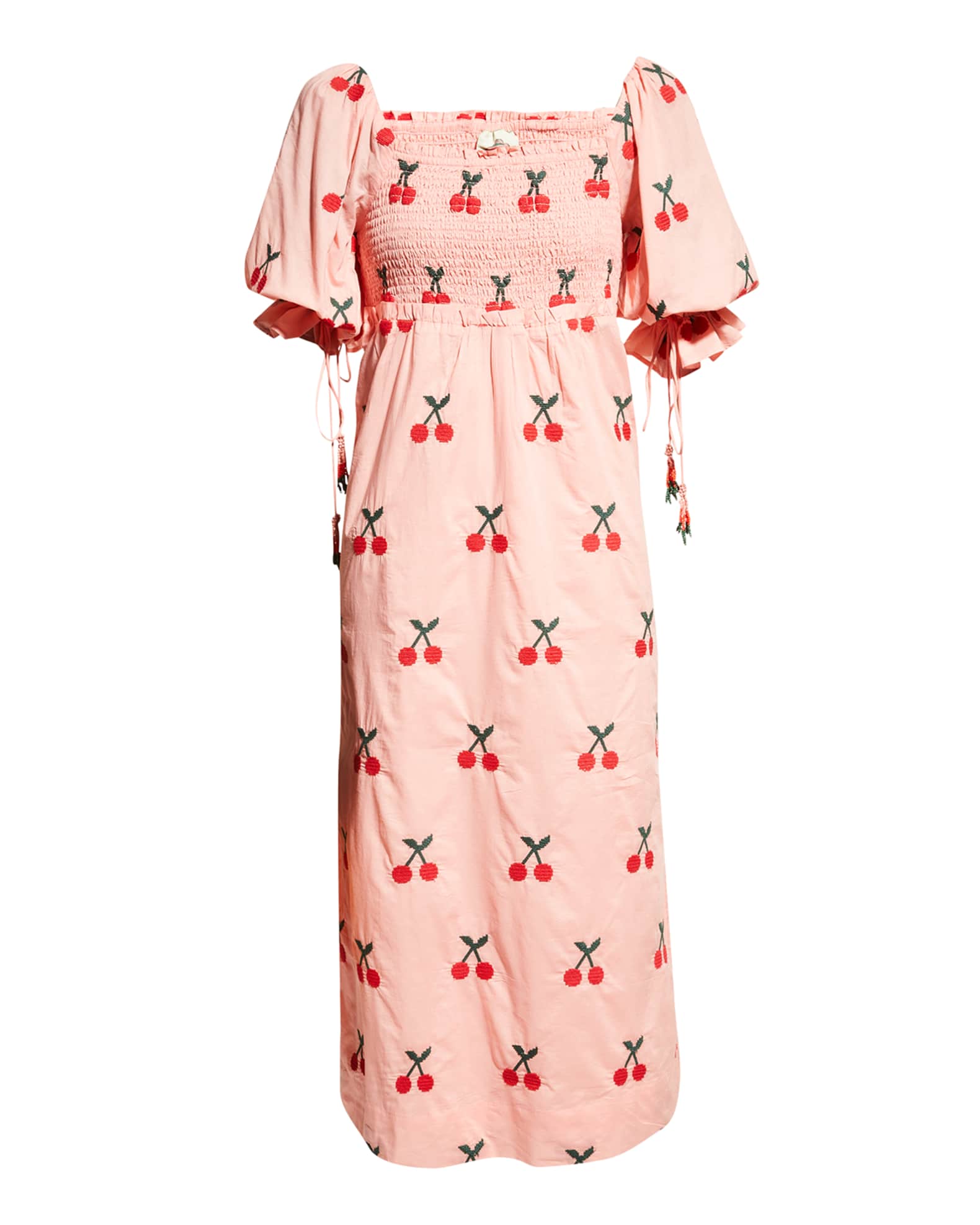 Farm Rio Cherry Cross Stitch Midi Dress Neiman Marcus