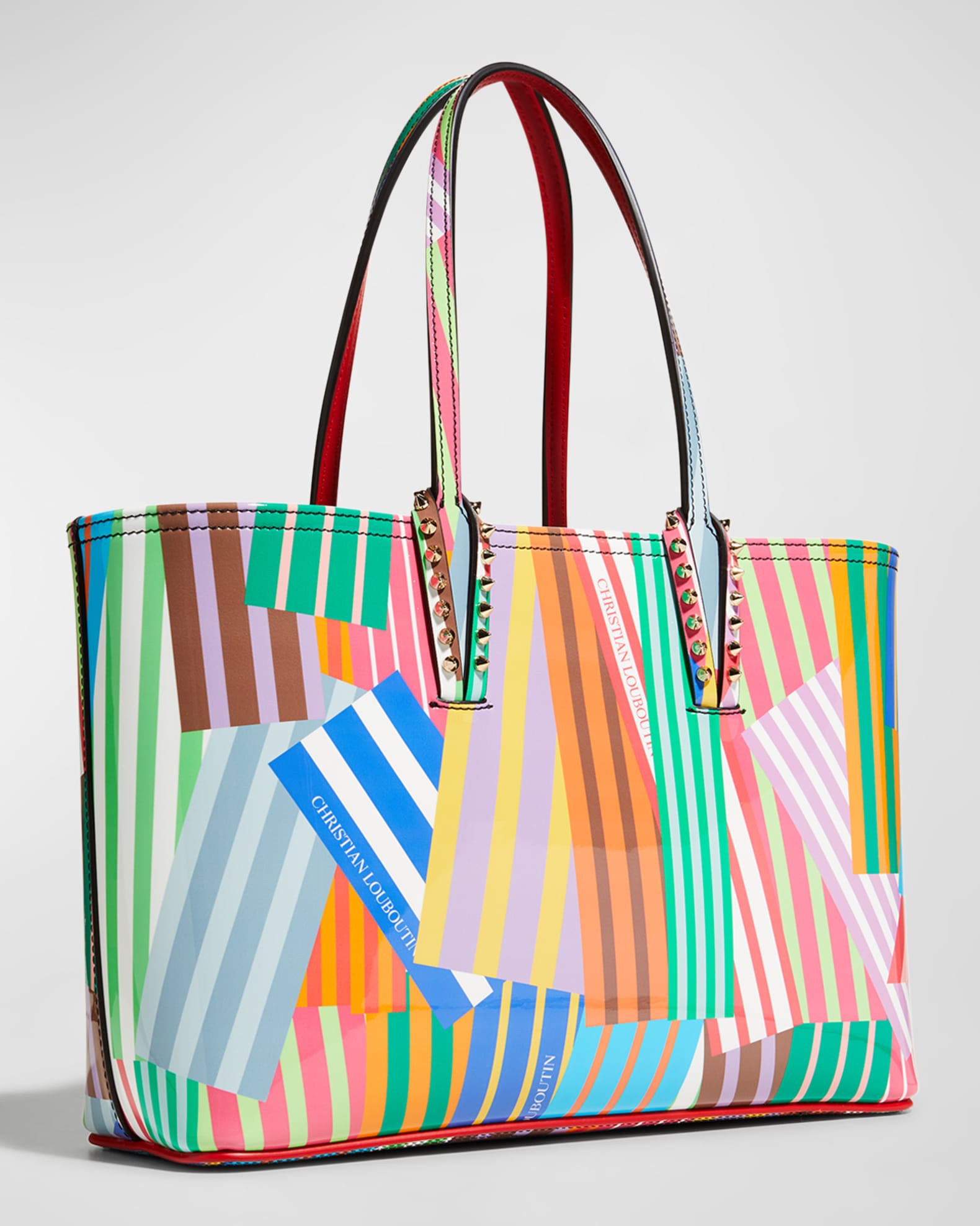 Christian Louboutin Cabata Small Striped Patent Leather Tote Bag ...