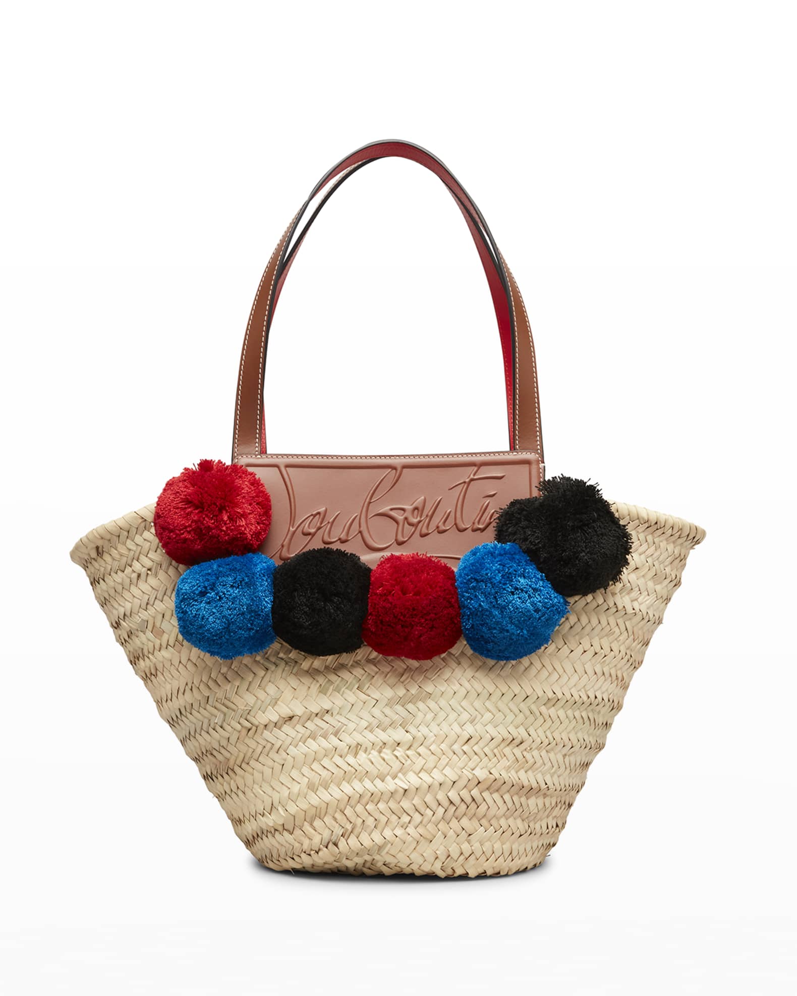 Woven pom pom bag Clearance