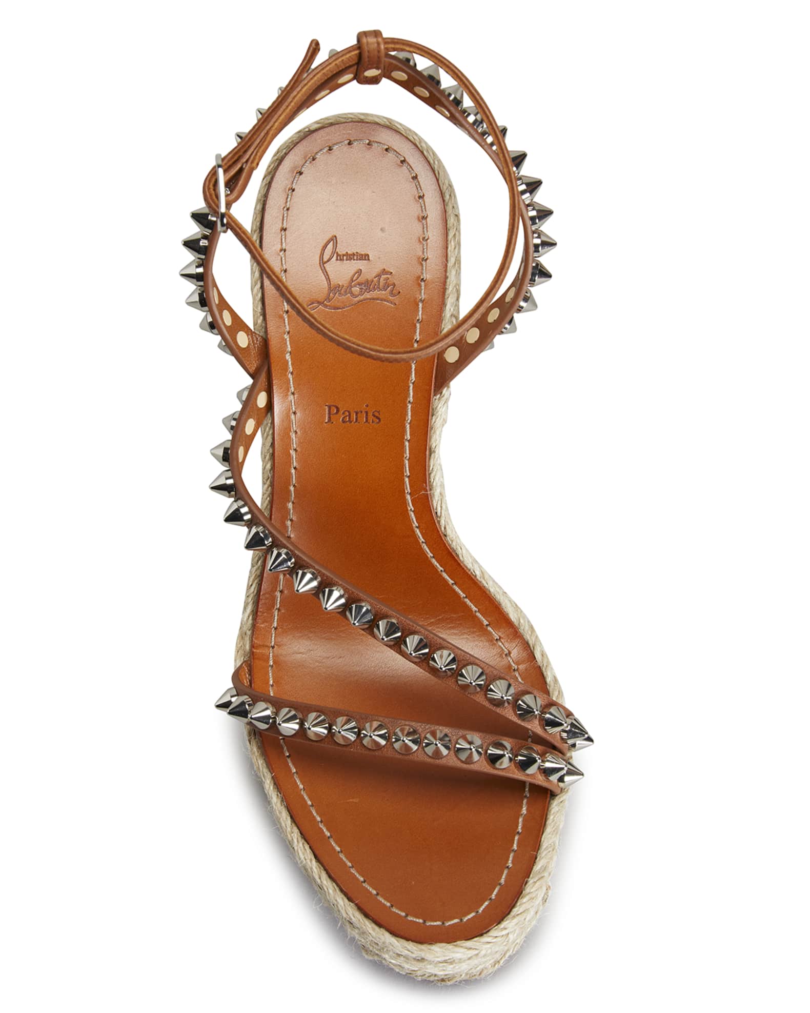 Mafaldina Spikes Leather Sandals in Orange - Christian Louboutin