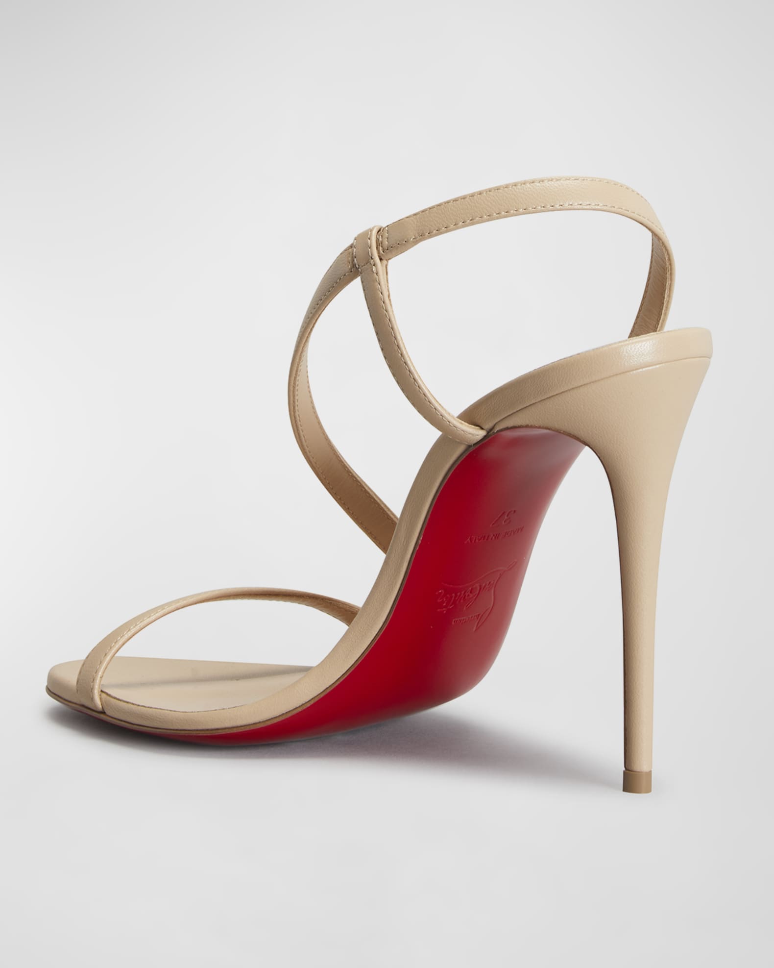 Christian Louboutin Rosalie Leather Red Sole Stiletto Sandals | Neiman ...