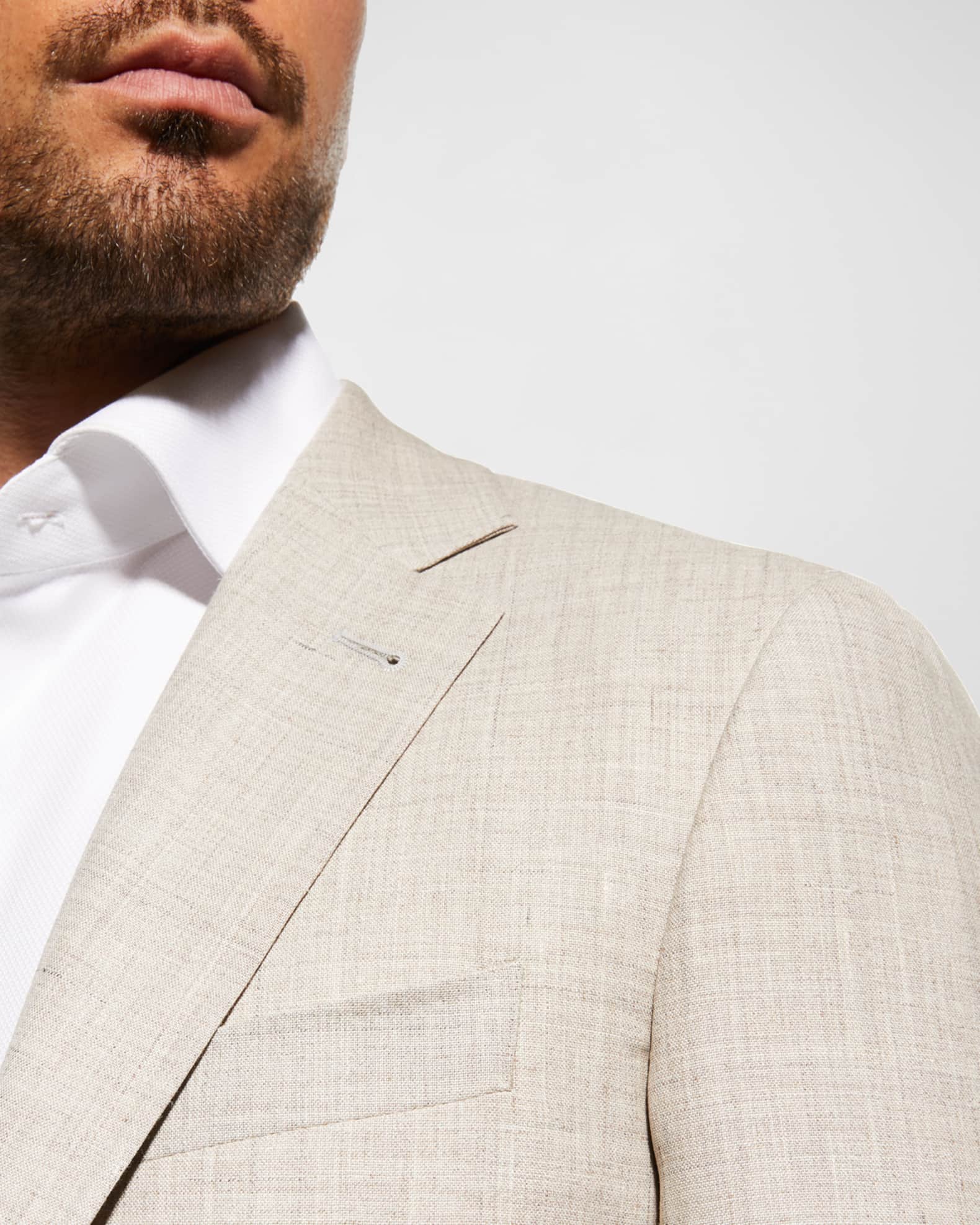 Men's Solid Linen-Blend Suit 1