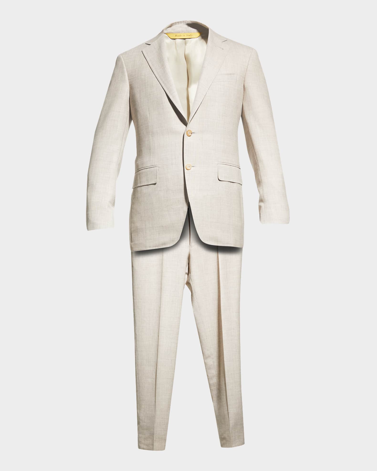 Canali Men's Solid LinenBlend Suit Neiman Marcus