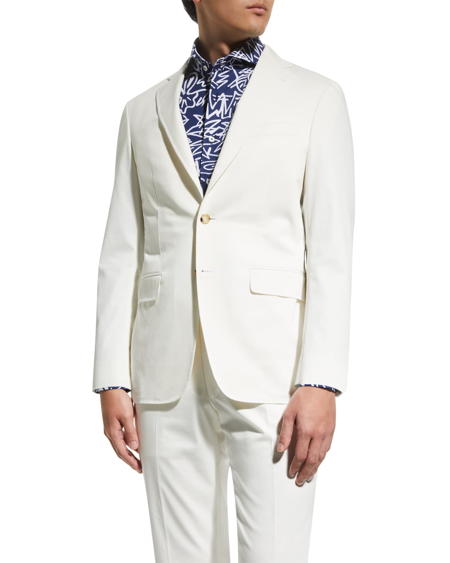 Canali Men's Solid Stretch-Cotton Suit | Neiman Marcus