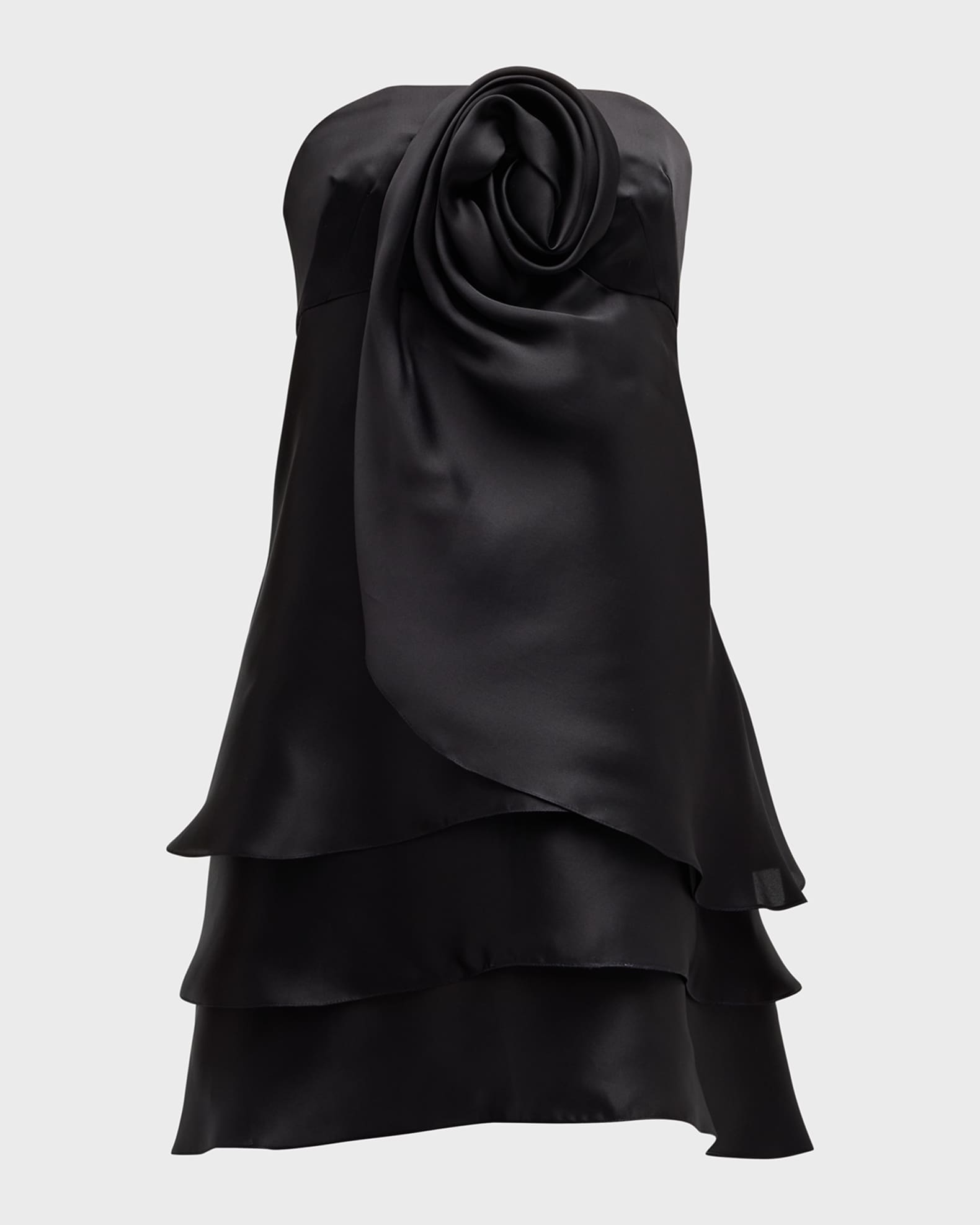 Monet Strapless Rosette Mini Dress – Black & White Sculpted Fit-and-Flare main image 0